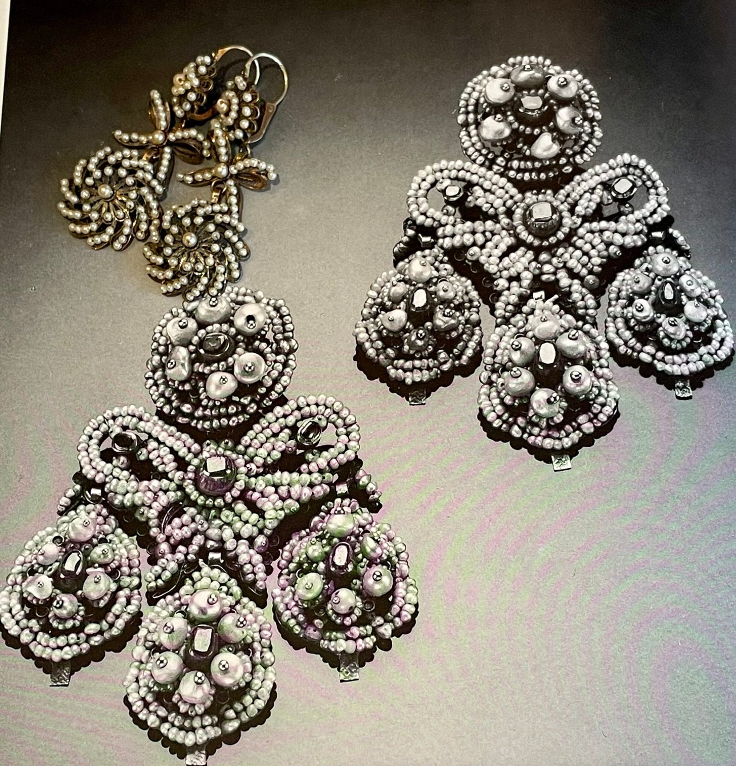 Orecchini con perle di vetro e vermeil, fine ‘700