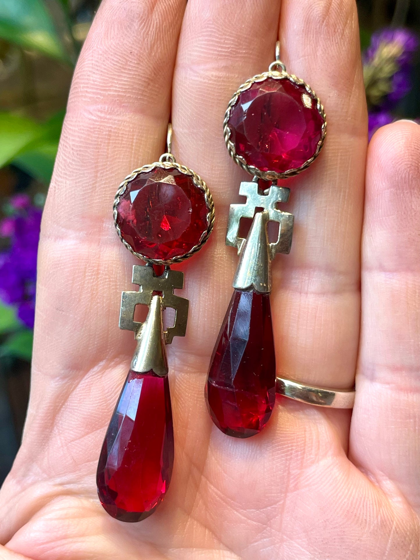 Meravigliosi orecchini Drop in paste e vermeil, 1810/20