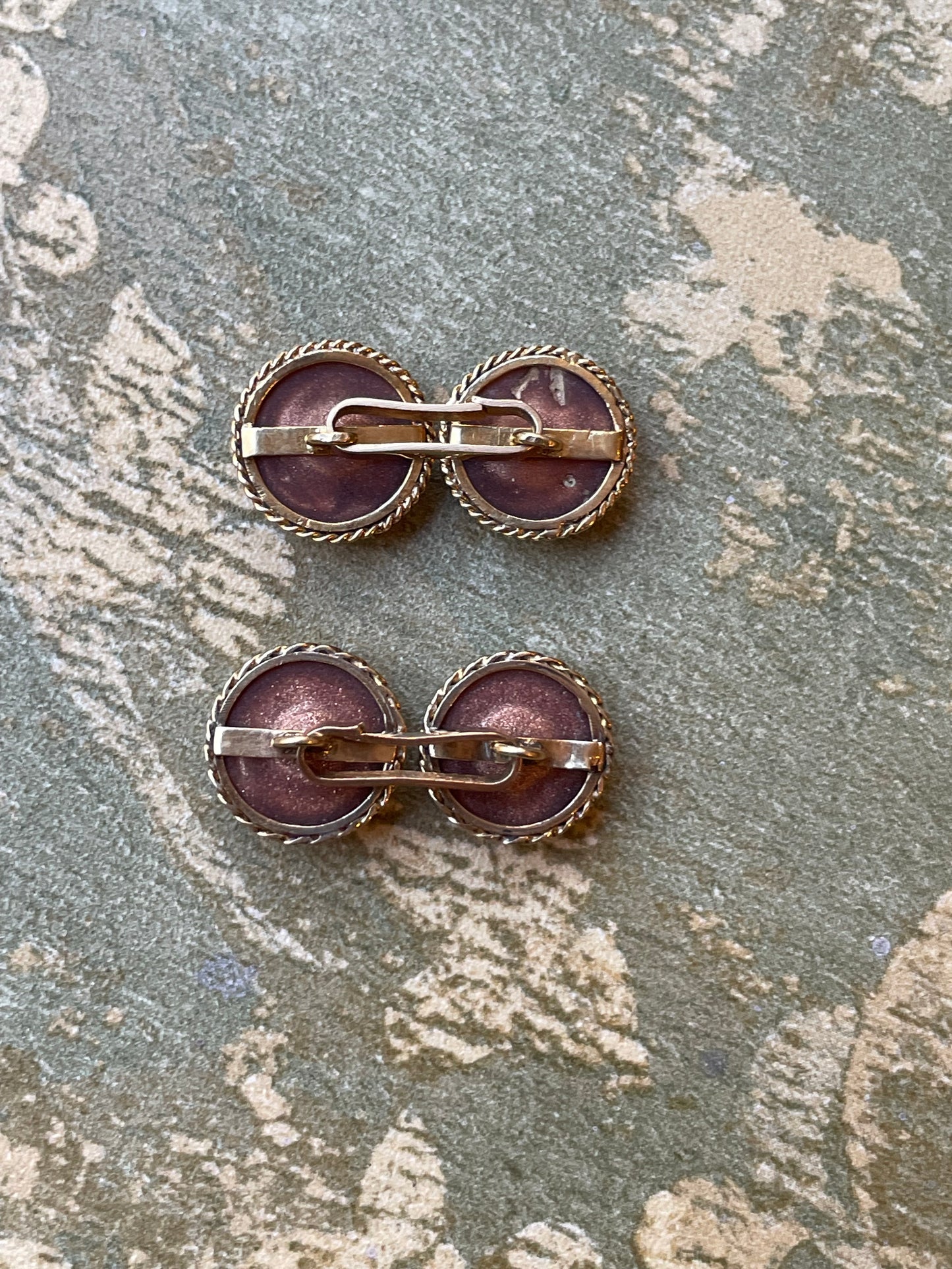 Raffinati gemelli doppi in aventurina e micromosaico, prima metà Ottocento