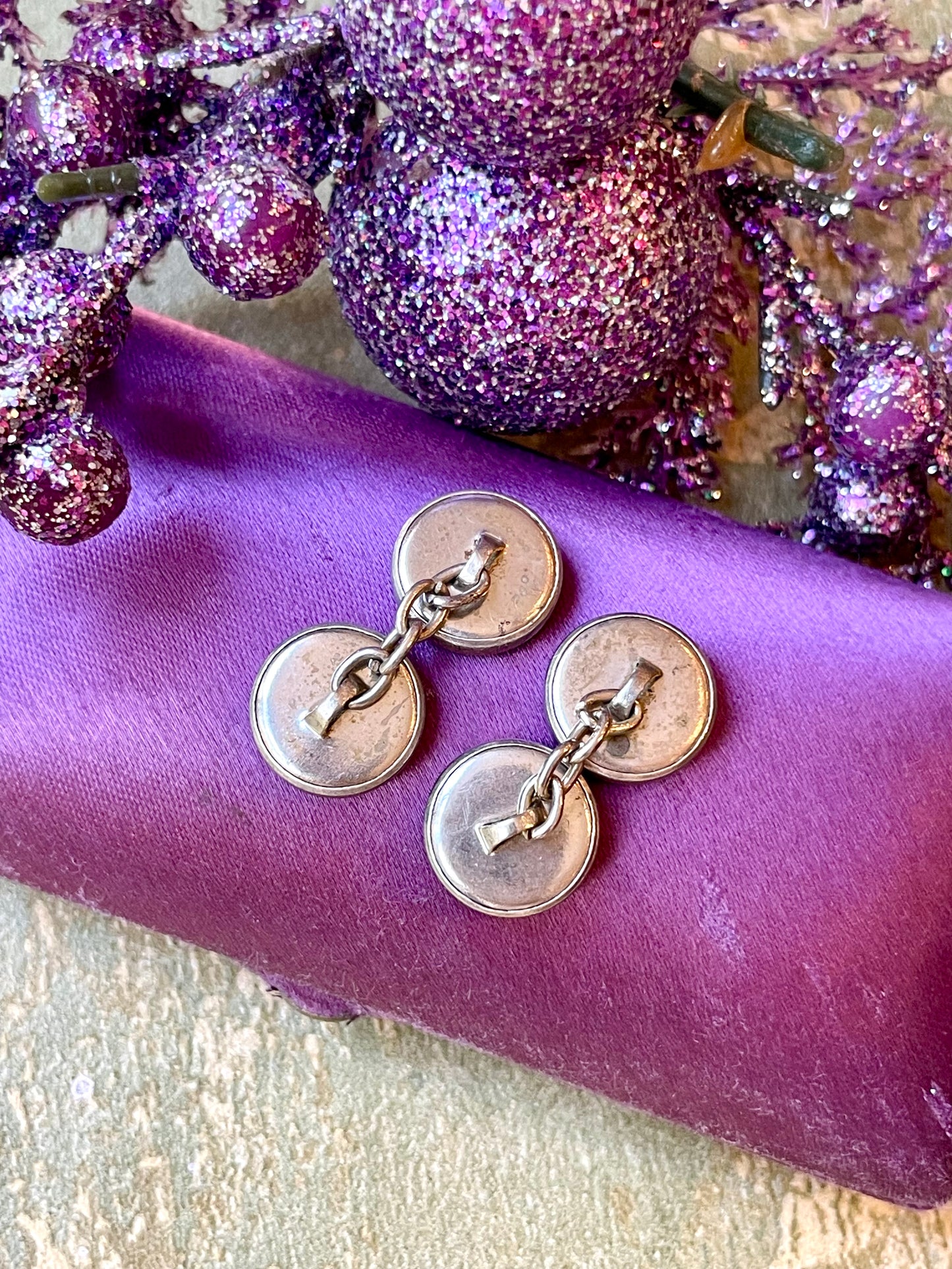 Gemelli doppi in argento con auto d’epoca, anni ‘50