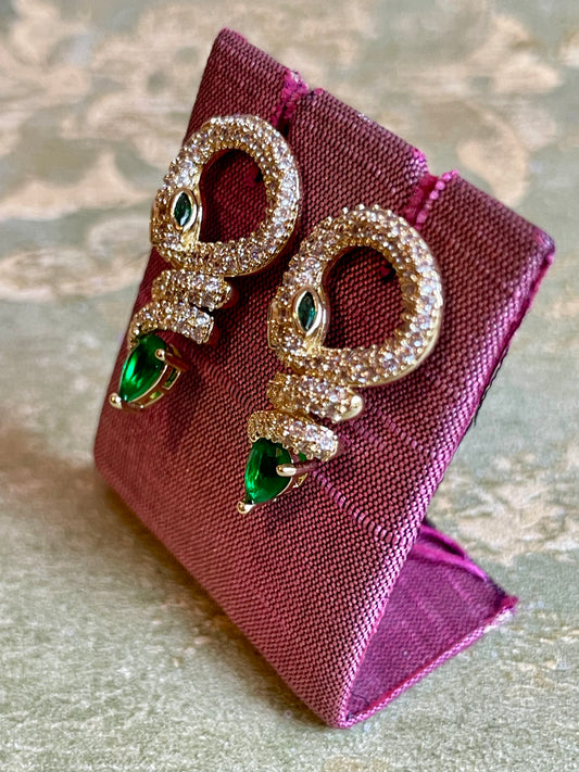 Orecchini con serpente e cristalli, anni ‘80