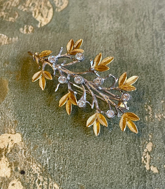 Spilla con ramo di fiori con piccoli diamanti, anni ‘50