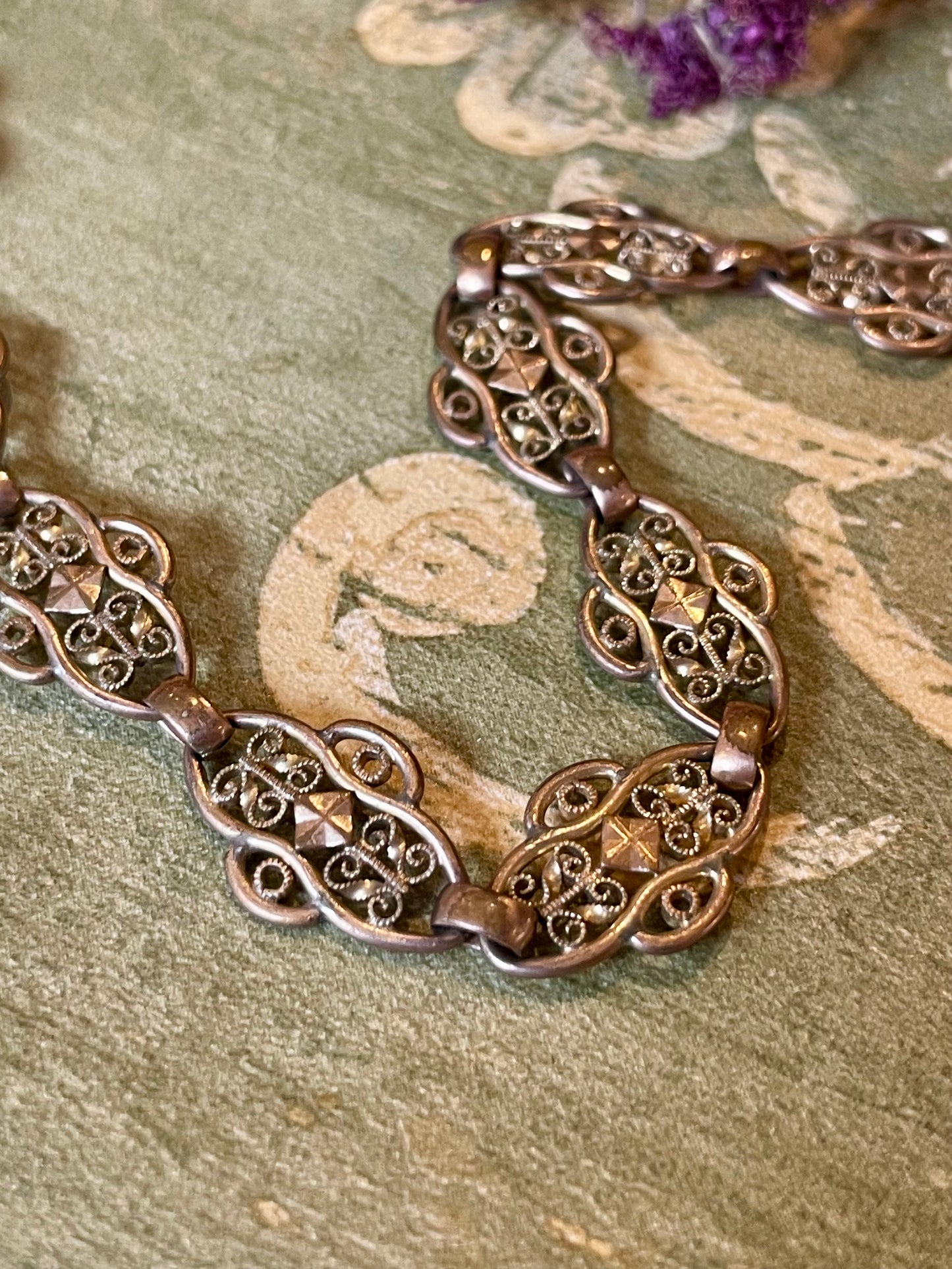 Bracciale in filigrana dolce romanticismo, epoca edoardiana