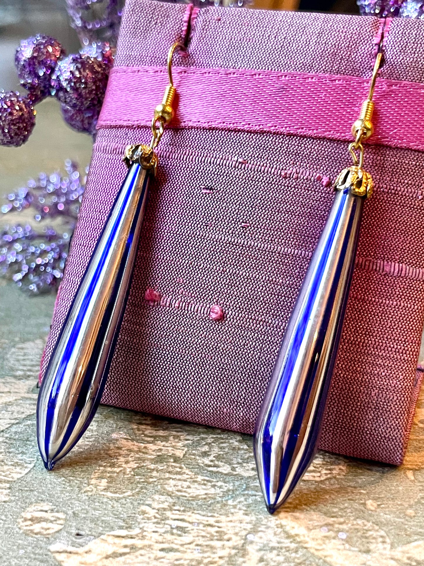 Luminosi orecchini in vetro di Murano, anni ‘40/50