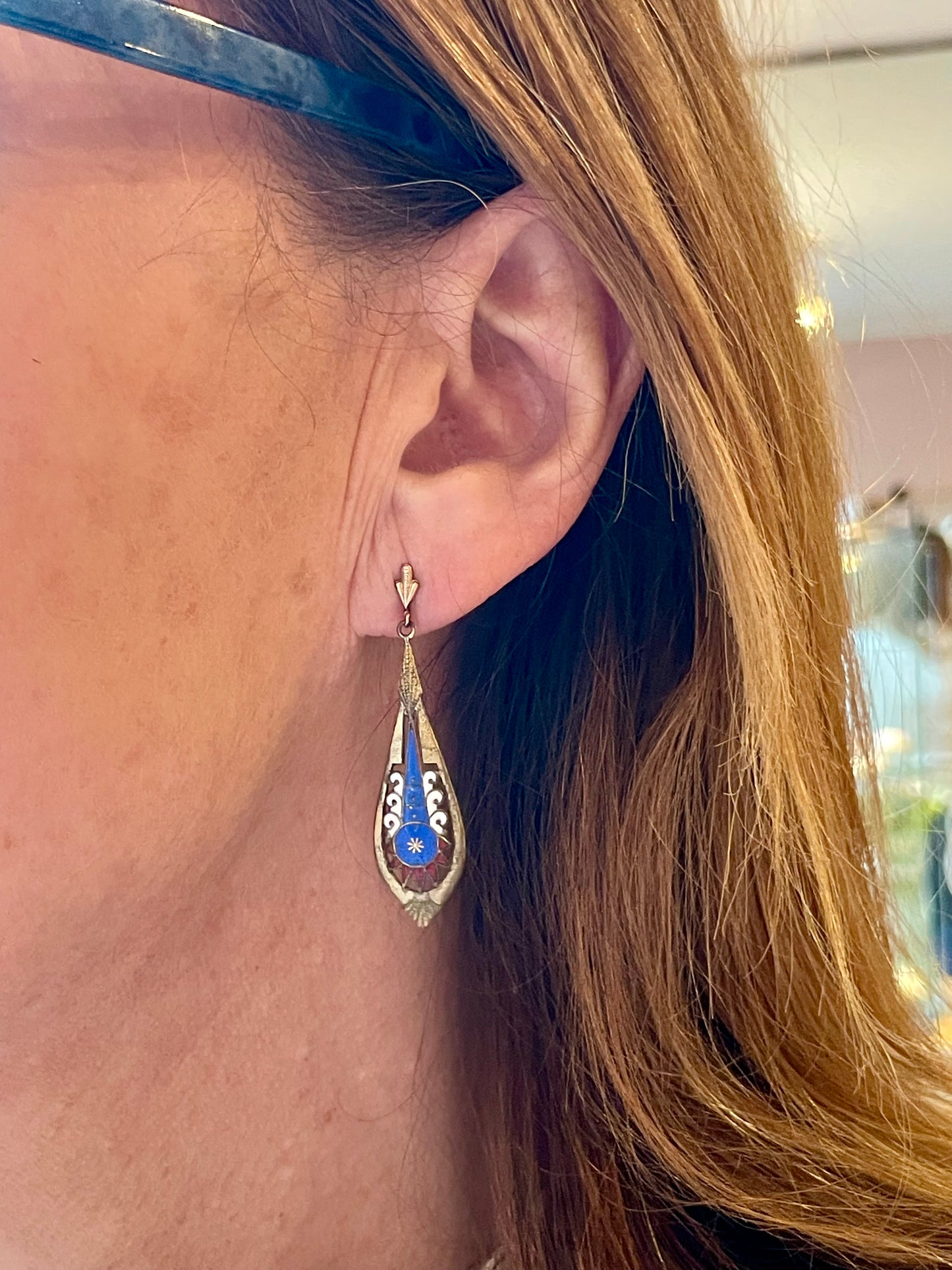 Favolosi orecchini smaltati Art Nouveau