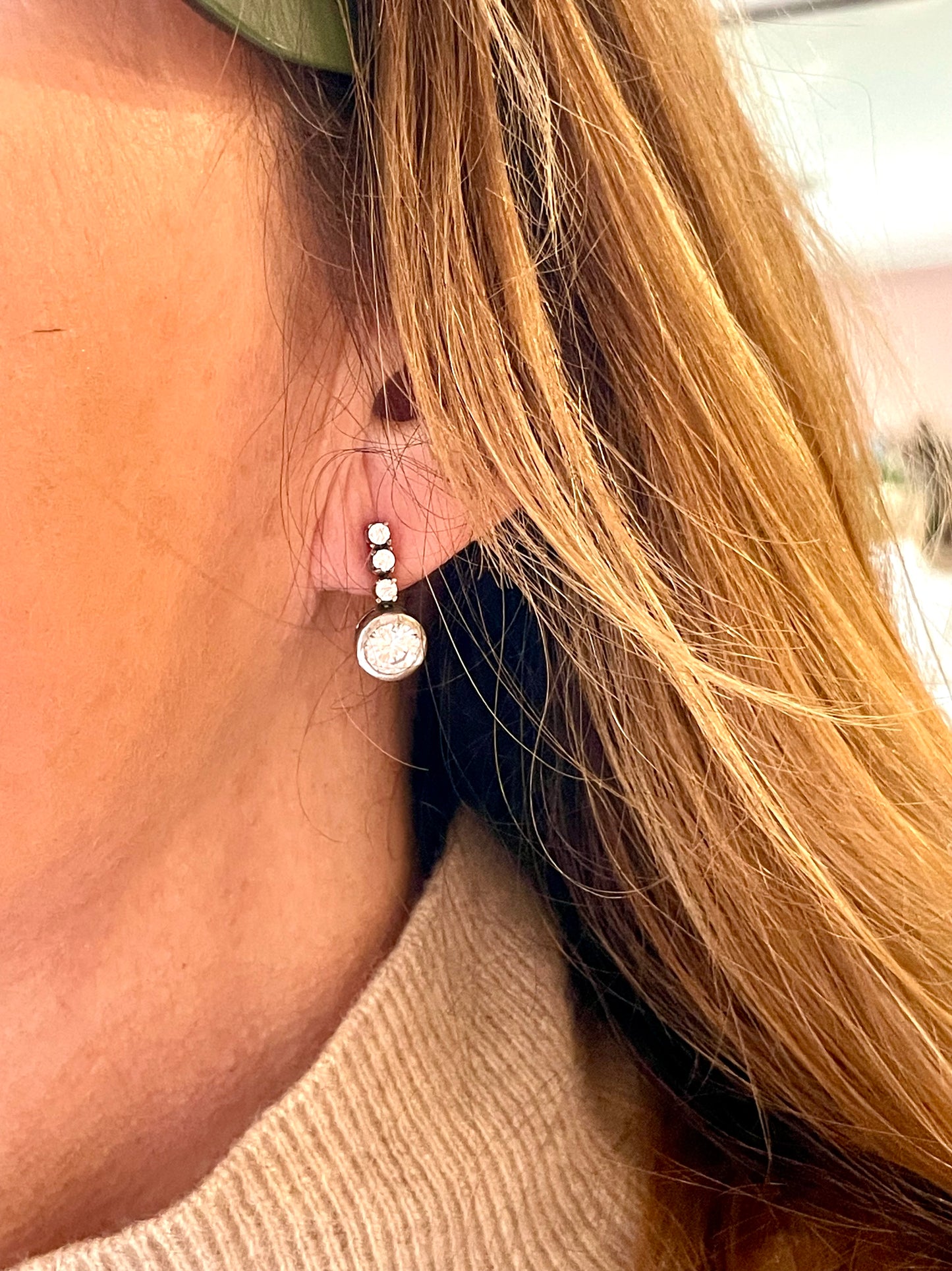 Orecchini punto luce in argento, anni ‘80