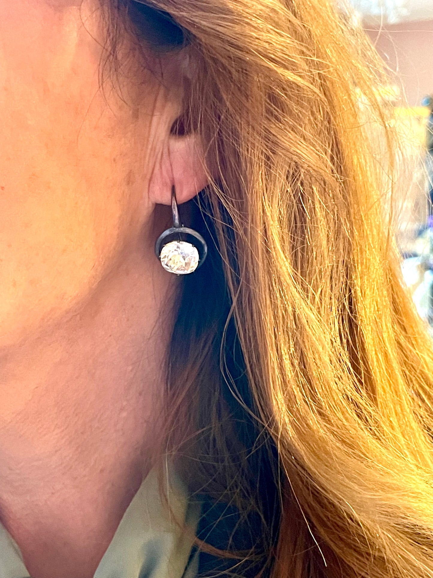 Magnifici orecchini in paste e argento, epoca edoardiana, 1900/1910