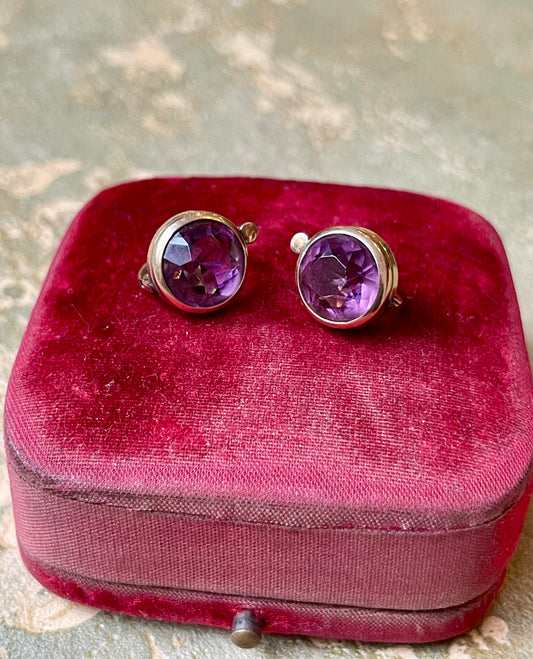 Orecchino Dolce Romanticismo con ametiste, anni ‘40