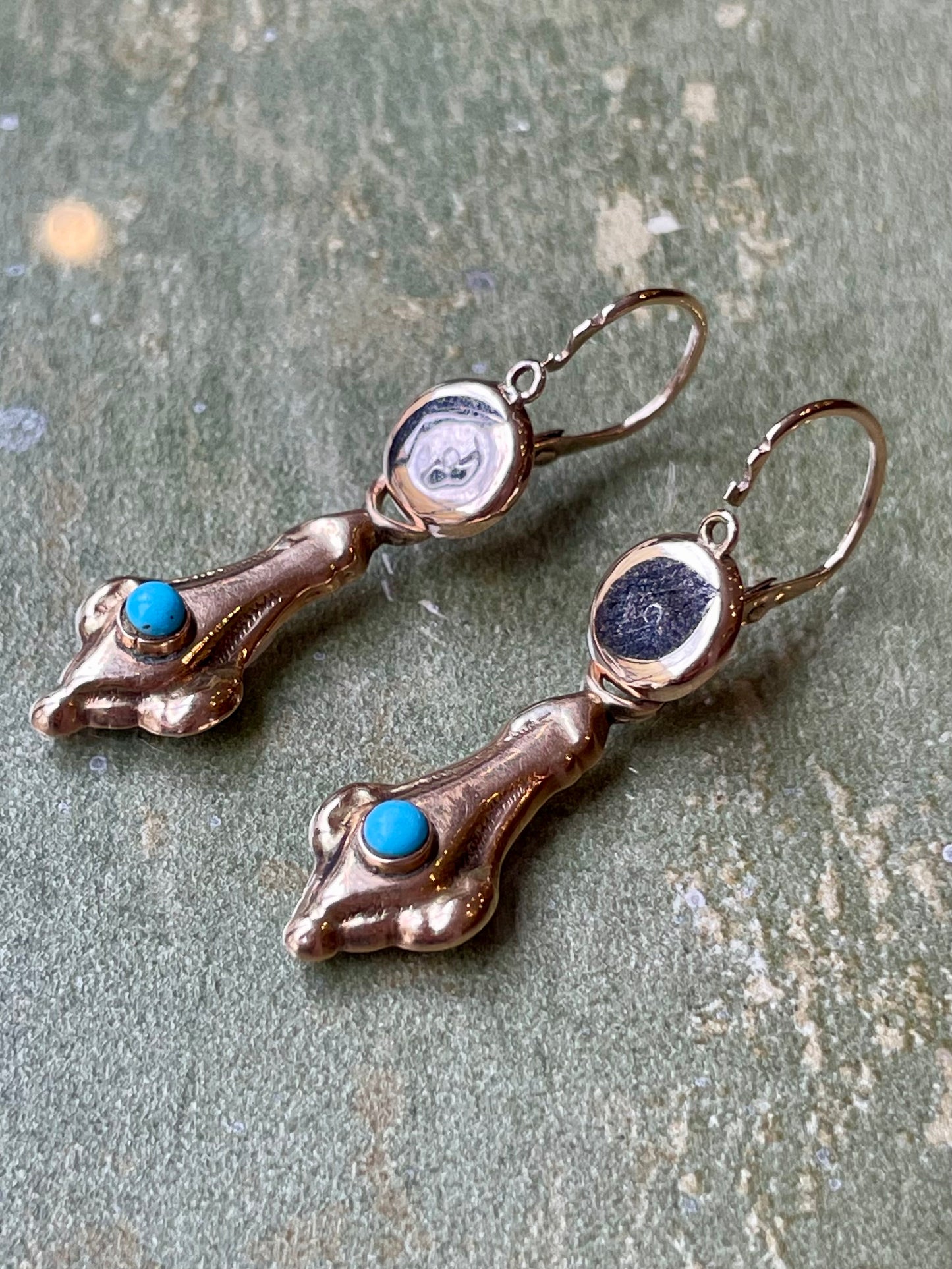 Deliziosi orecchini Jour et Nuit con turchesi, epoca vittoriana