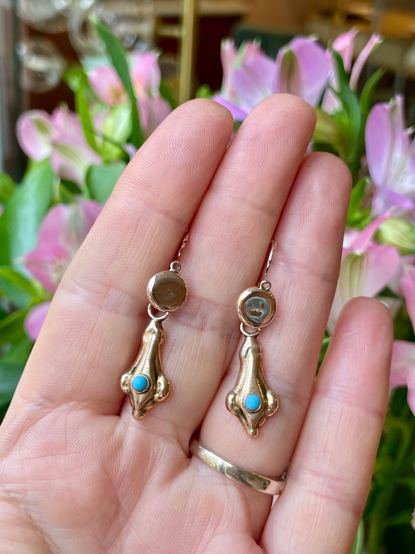 Deliziosi orecchini Jour et Nuit con turchesi, epoca vittoriana