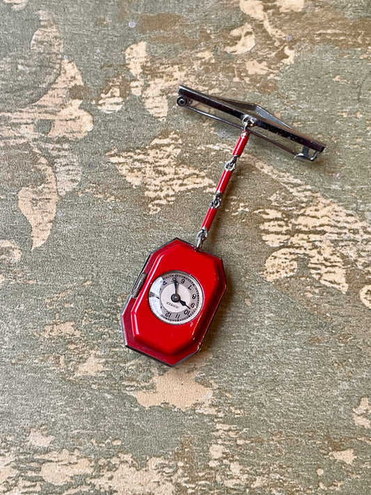 Spilla da bavero con orologio, anni ‘40/50