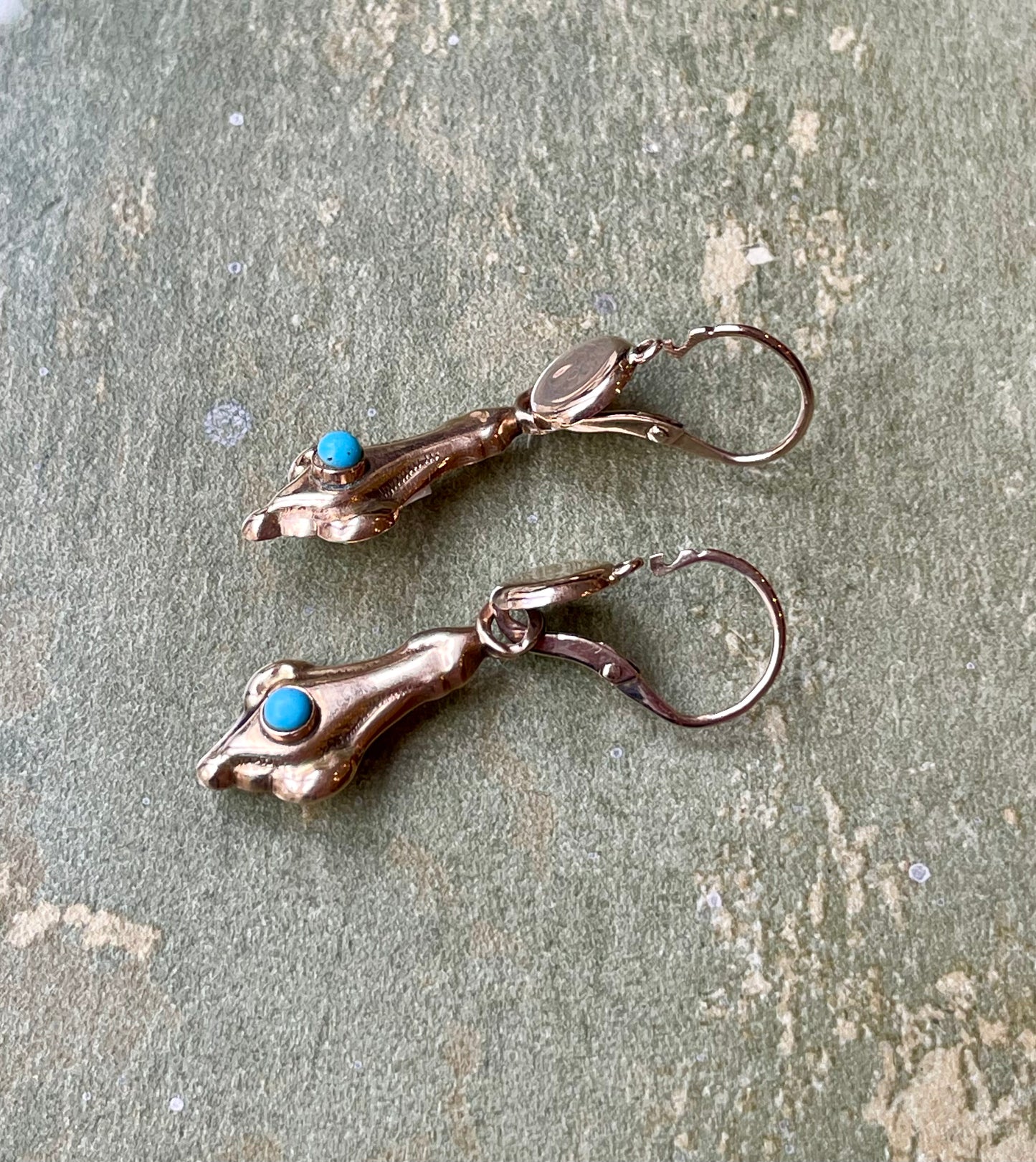 Deliziosi orecchini Jour et Nuit con turchesi, epoca vittoriana