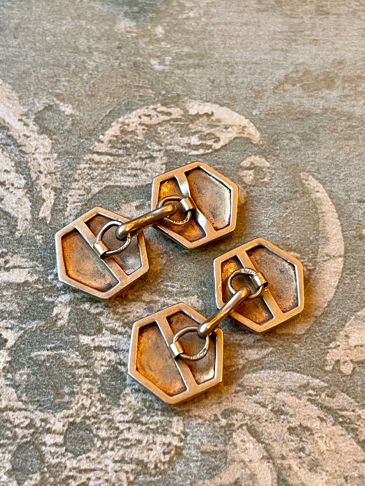 Gemelli Art Deco in oro e smalti, anni ‘30/40