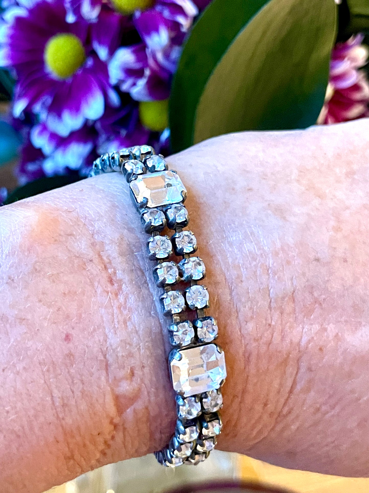 Bracciale tennis doppio con cristalli, anni ‘50