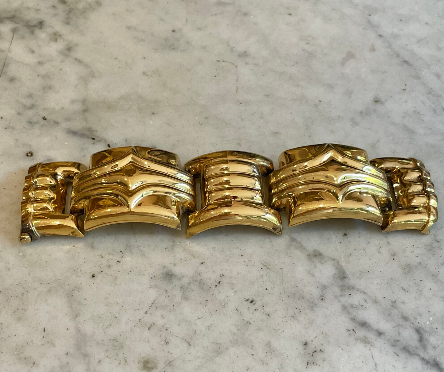 Bracciale Tank in argento dorato, anni ‘50/60