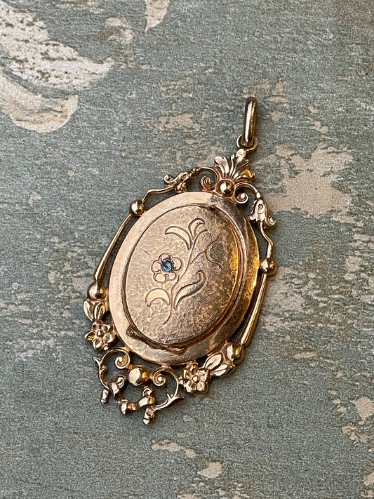 Stupendo locket laminato oro, epoca vittoriana
