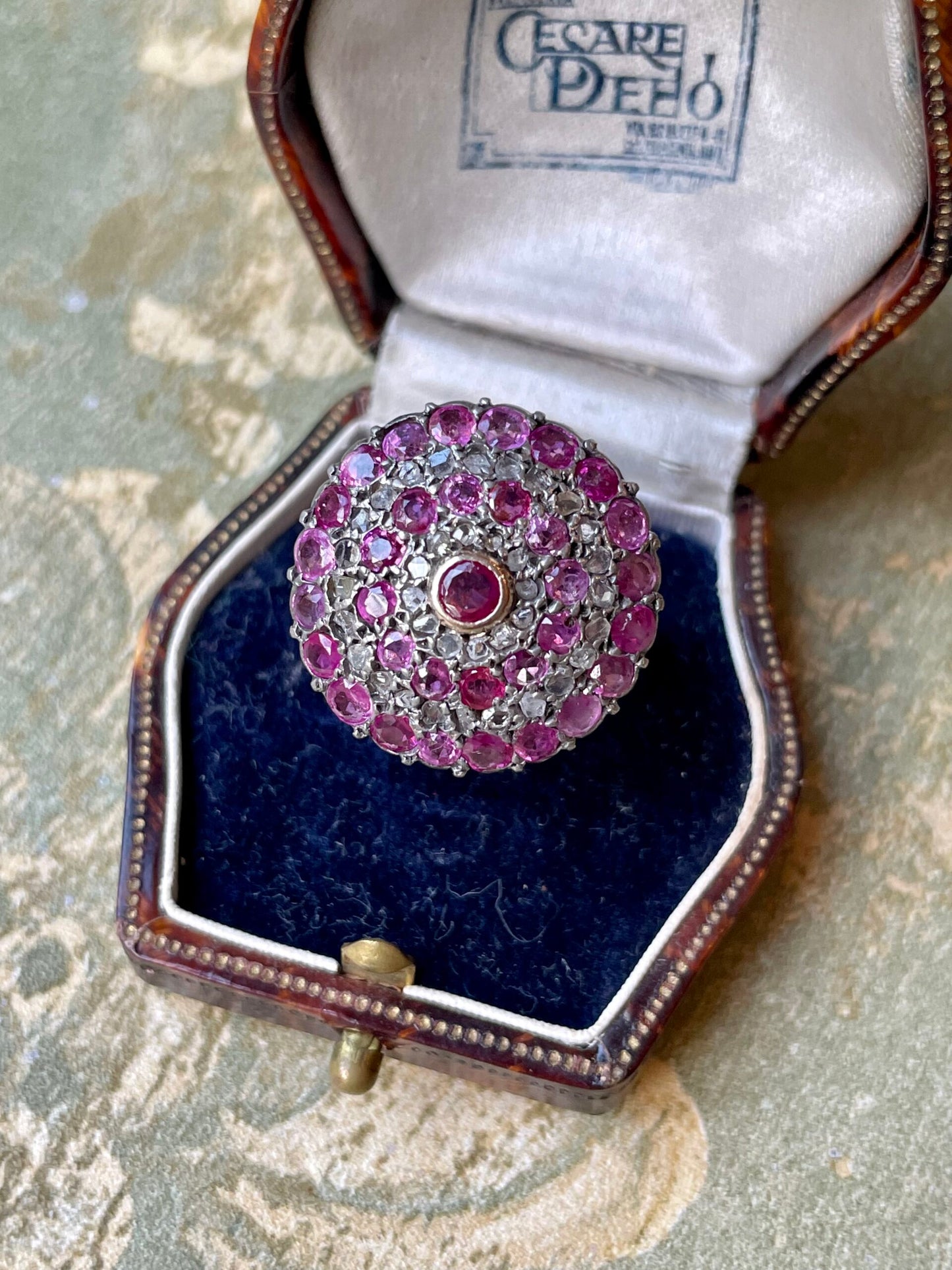 Patch ring with rubies and diamonds, Victorian era