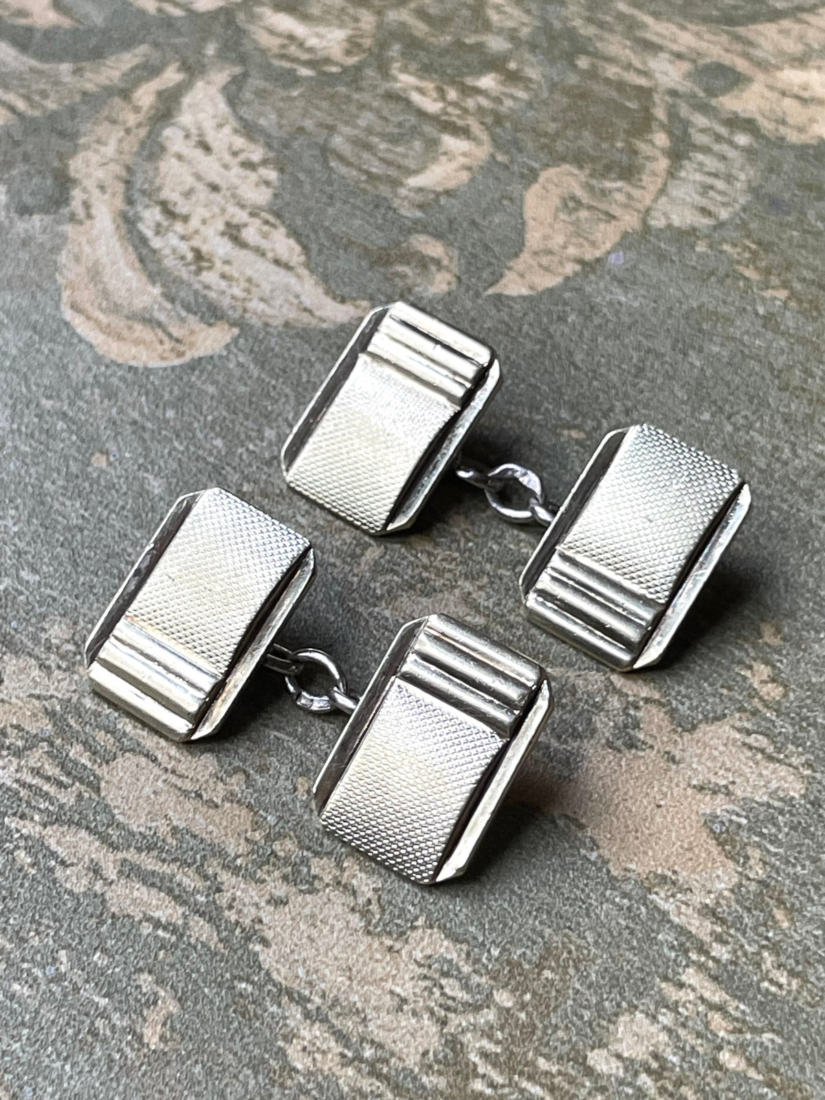 Eleganti gemelli in argento, Art Deco