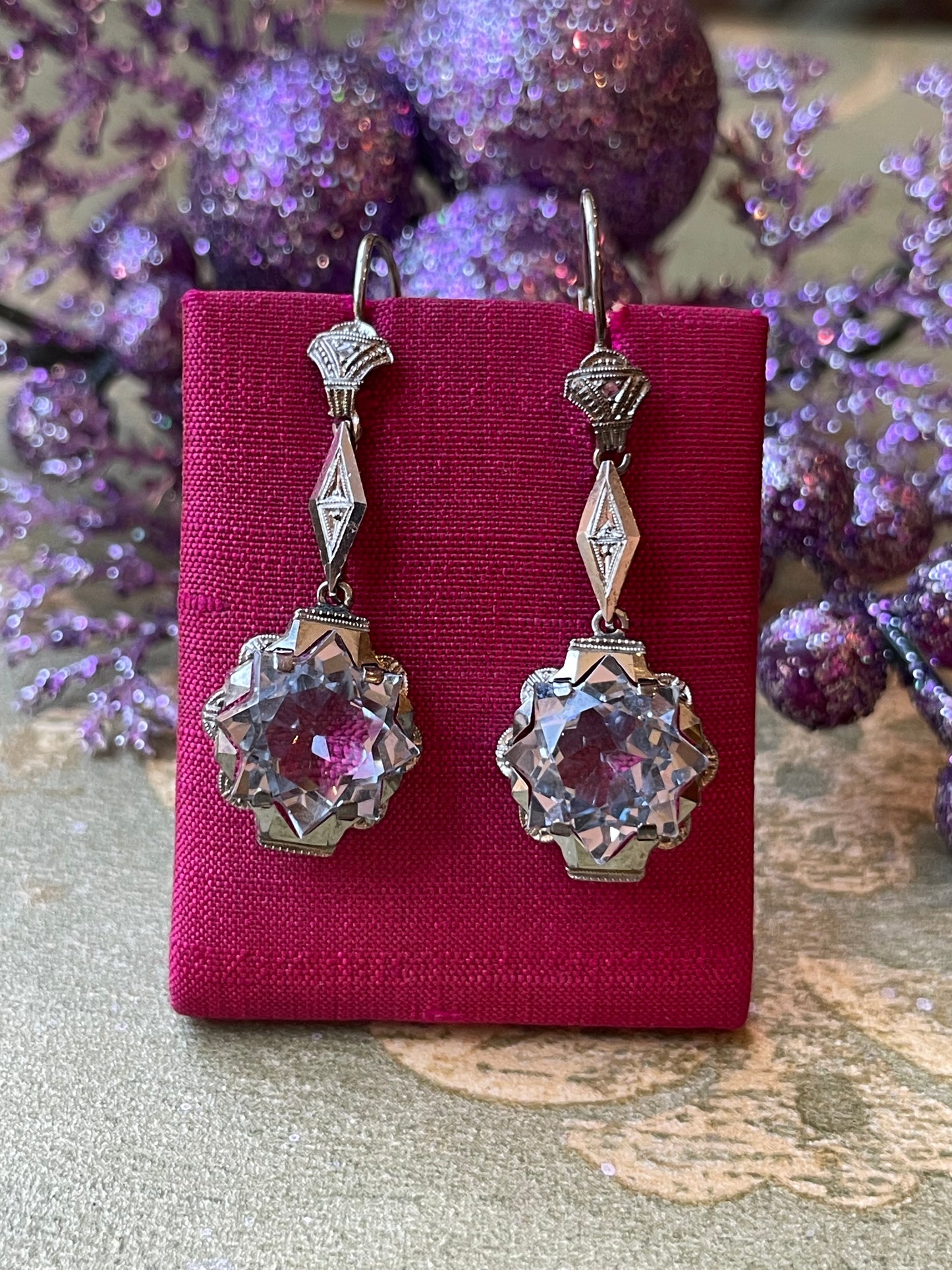 Stupendi orecchini con topazi azzurri, Art Deco