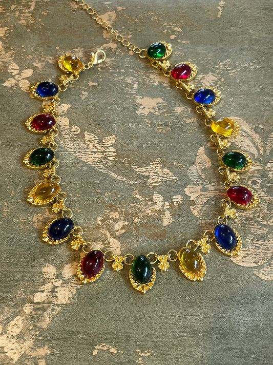 Golden choker with glass pastes, 1950s