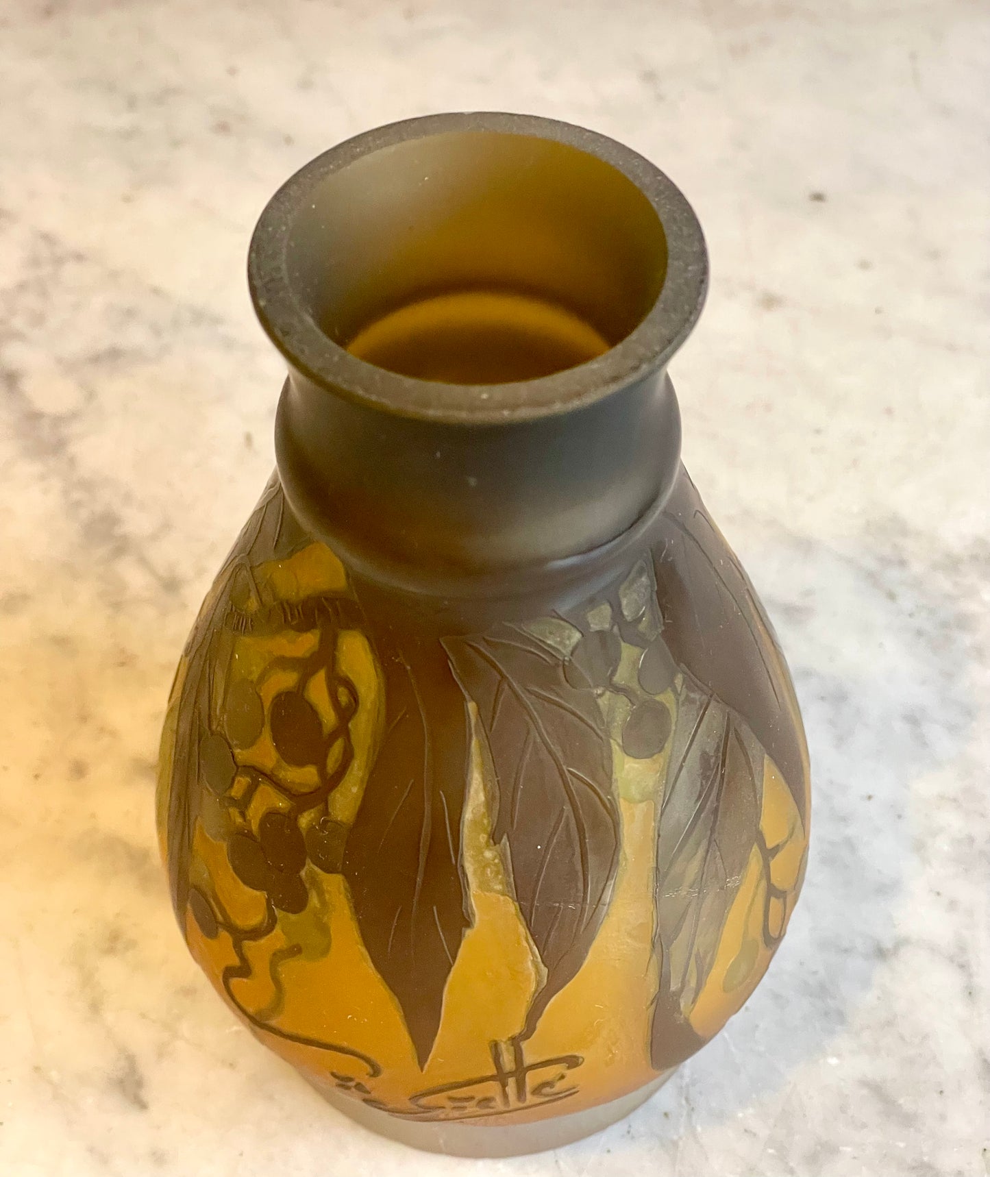 Vaso in vetro cammeo firmato Galle’, Francia, 1910/20
