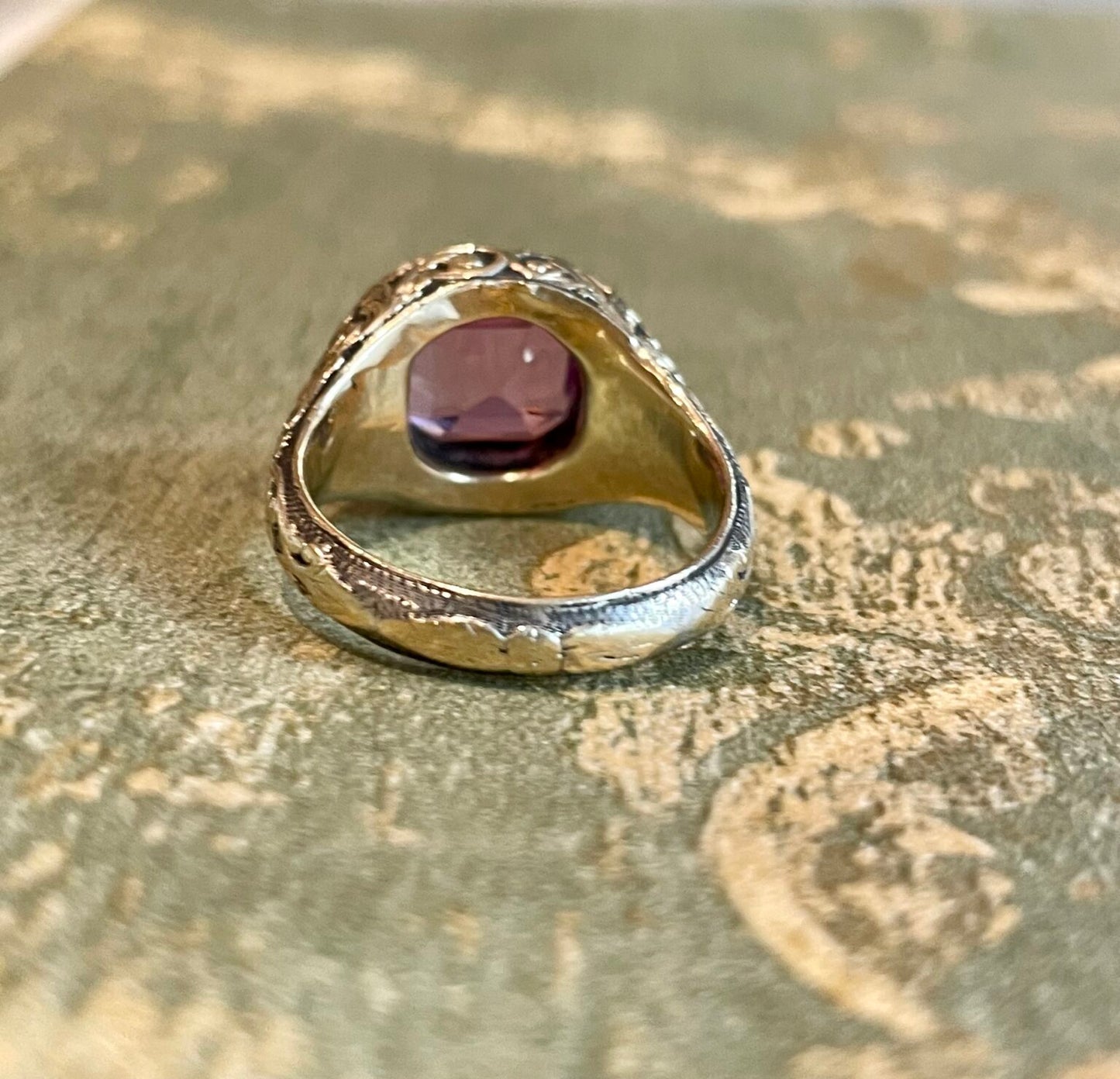 Anello in oro, argento e cristallo rosa, vittoriano