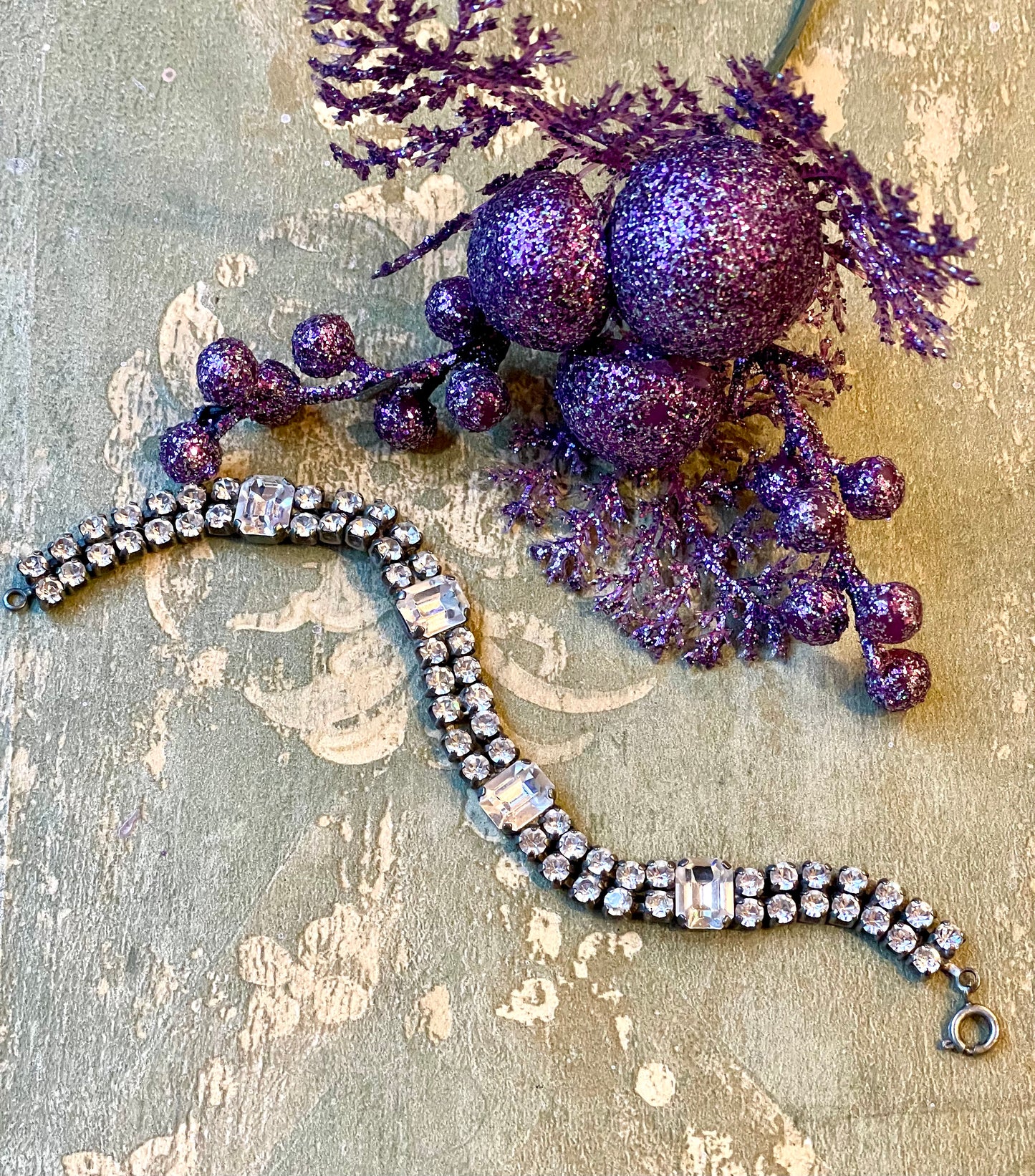 Bracciale tennis doppio con cristalli, anni ‘50