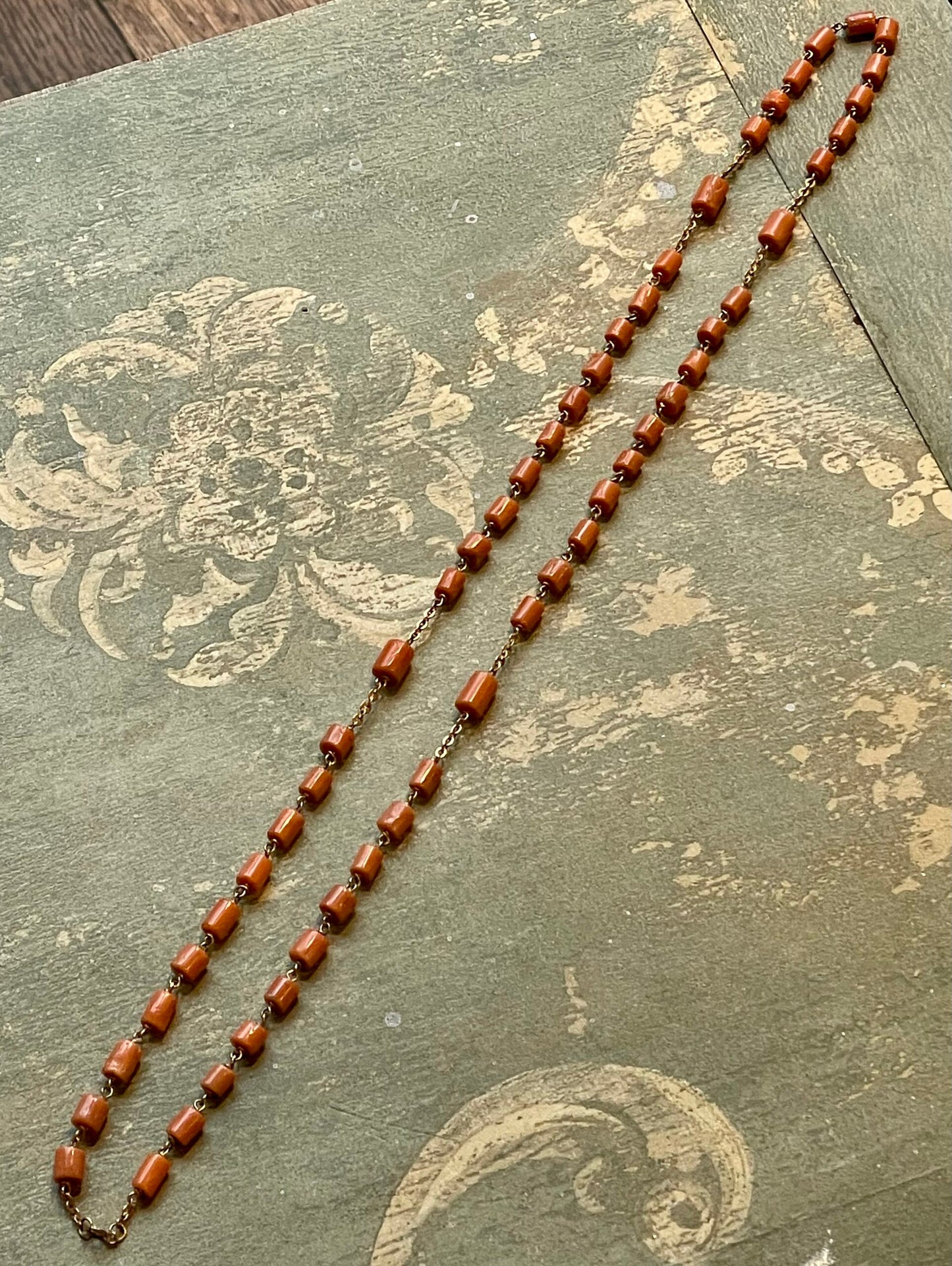 Rosary necklace with coral logs, early 1900s