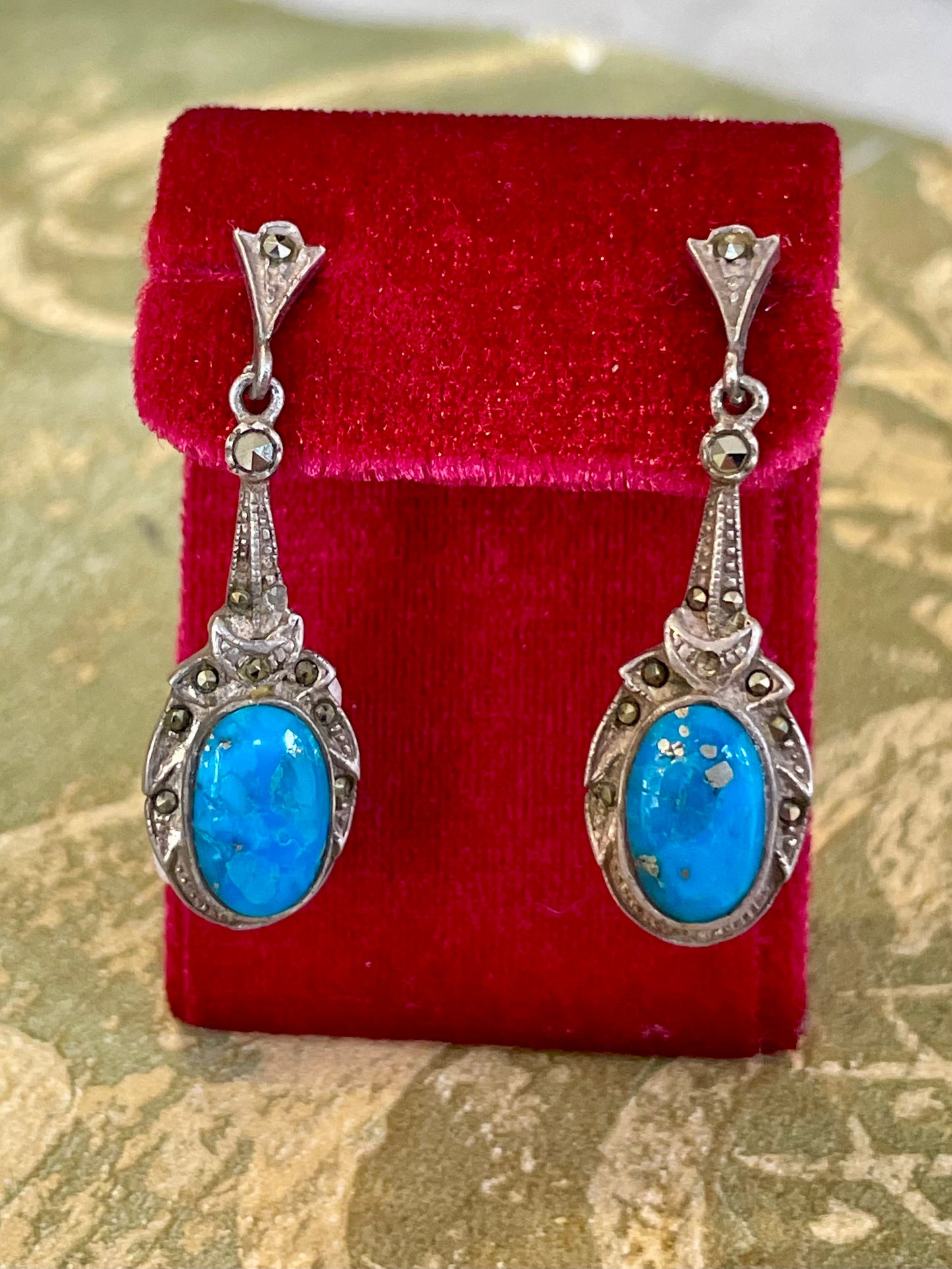 Deliziosi orecchini in argento e turchesi, anni ‘50