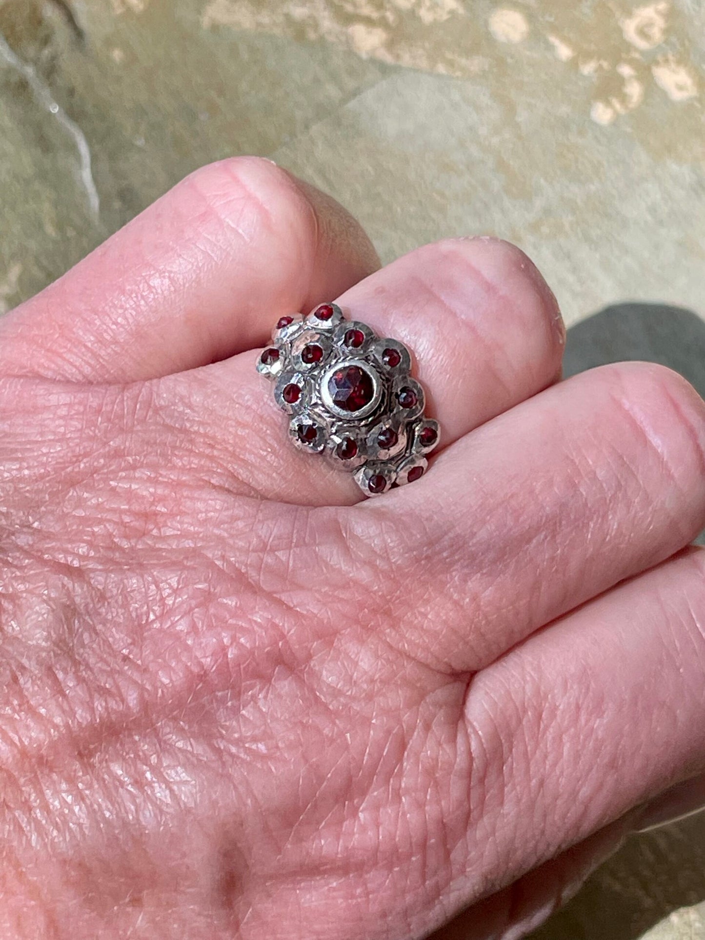 Chianina ring with garnets, Georgian