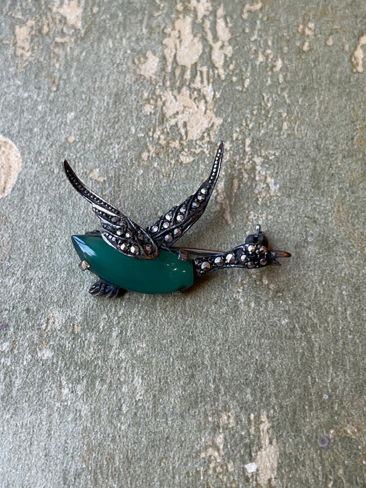 Incantevole spilla in lucite e argento, anni ‘40/50