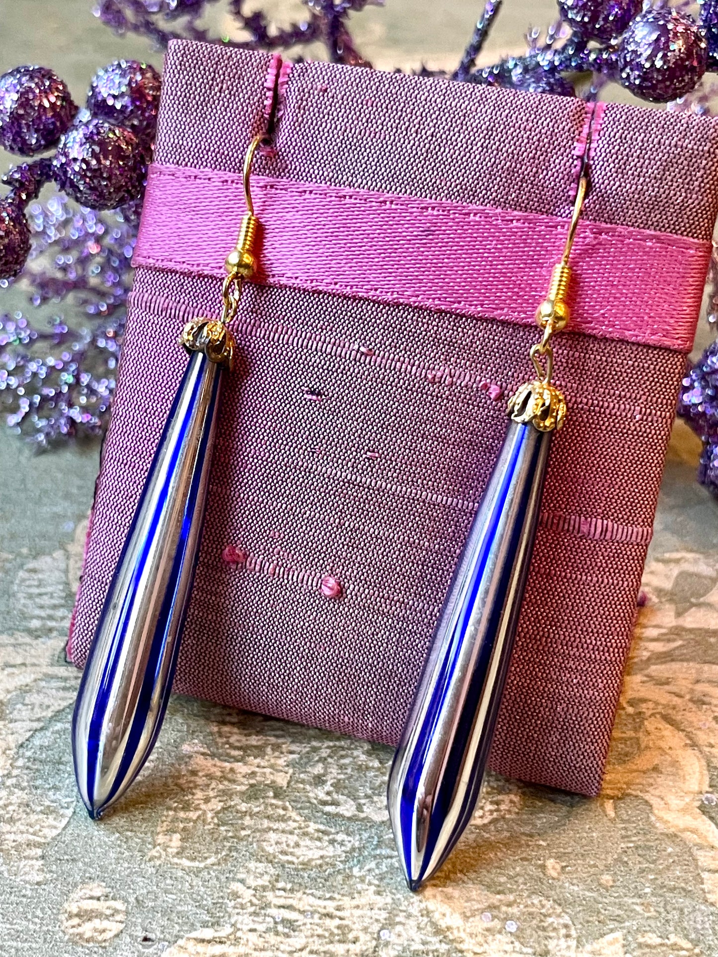 Luminosi orecchini in vetro di Murano, anni ‘40/50