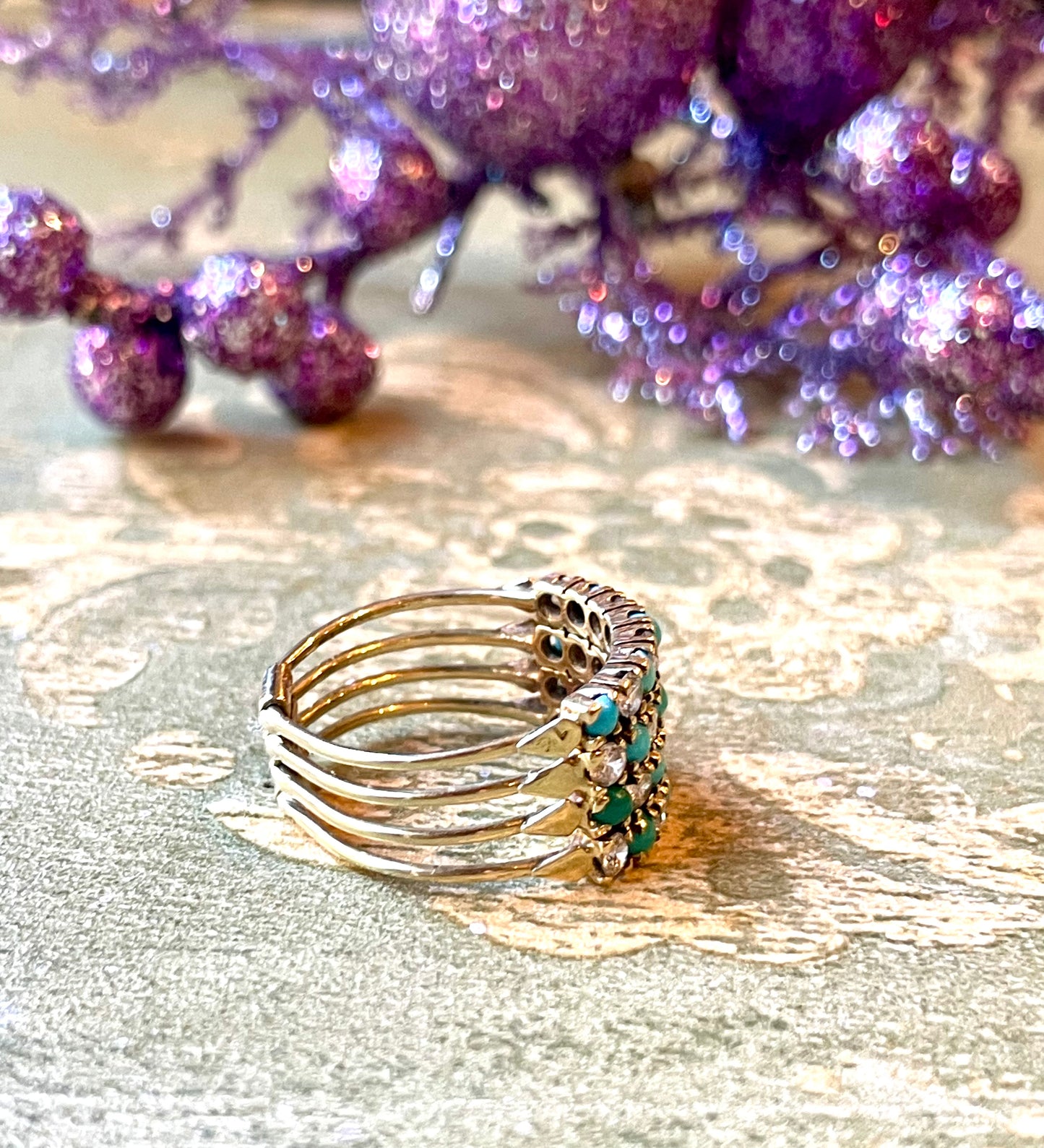 Anello Harem con turchesi naturali, epoca vittoriana