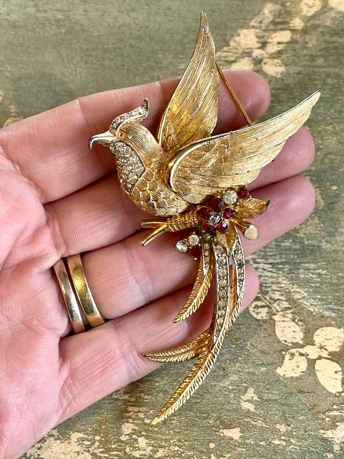 Phoenix brooch signed Boucher, 1950s