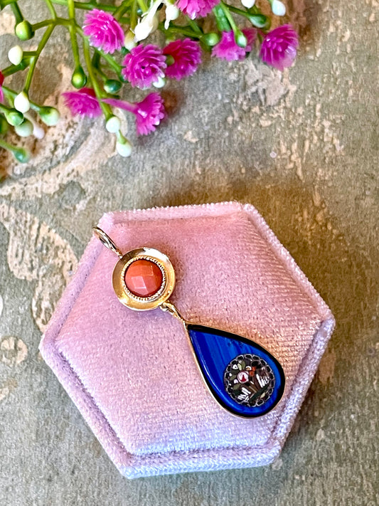 Raffinato pendente con goccia in micromosaico, seconda metà dell’Ottocento