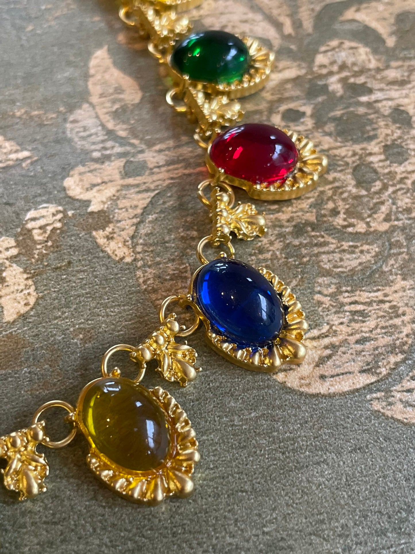 Golden choker with glass pastes, 1950s