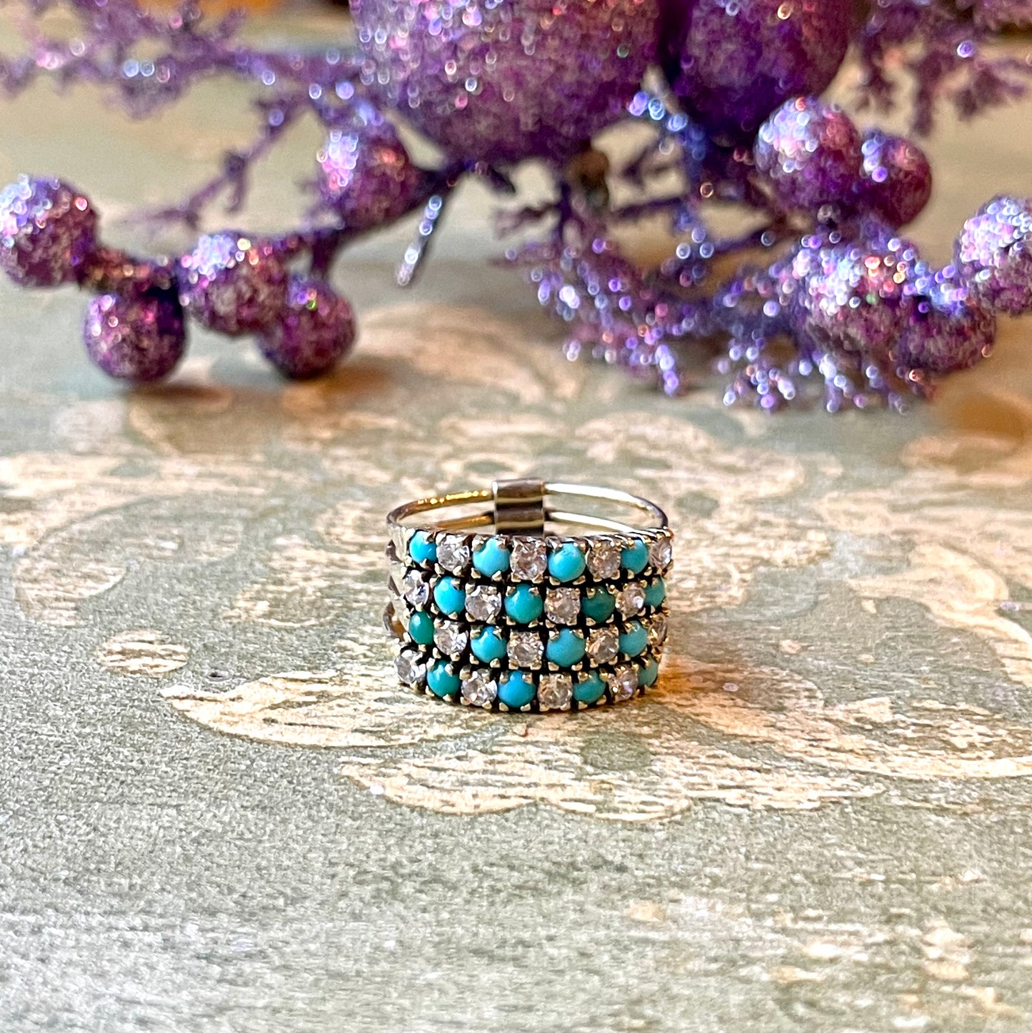 Anello Harem con turchesi naturali, epoca vittoriana