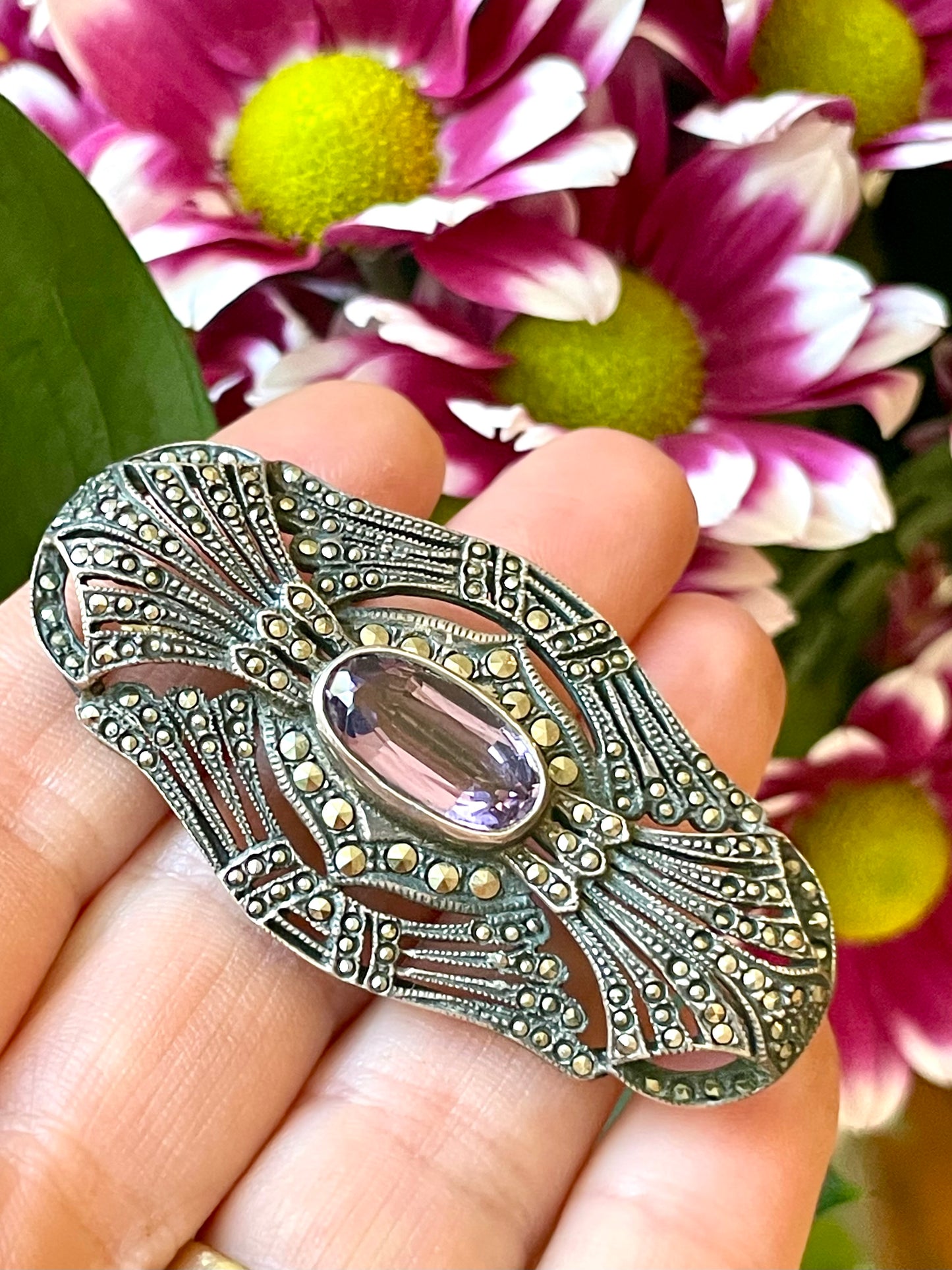 Meravigliosa spilla con ametista, Art Nouveau