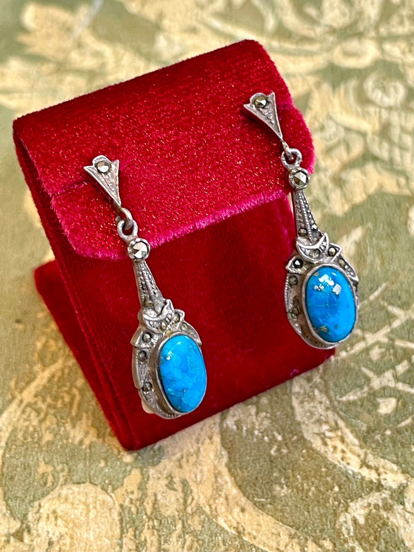 Deliziosi orecchini in argento e turchesi, anni ‘50