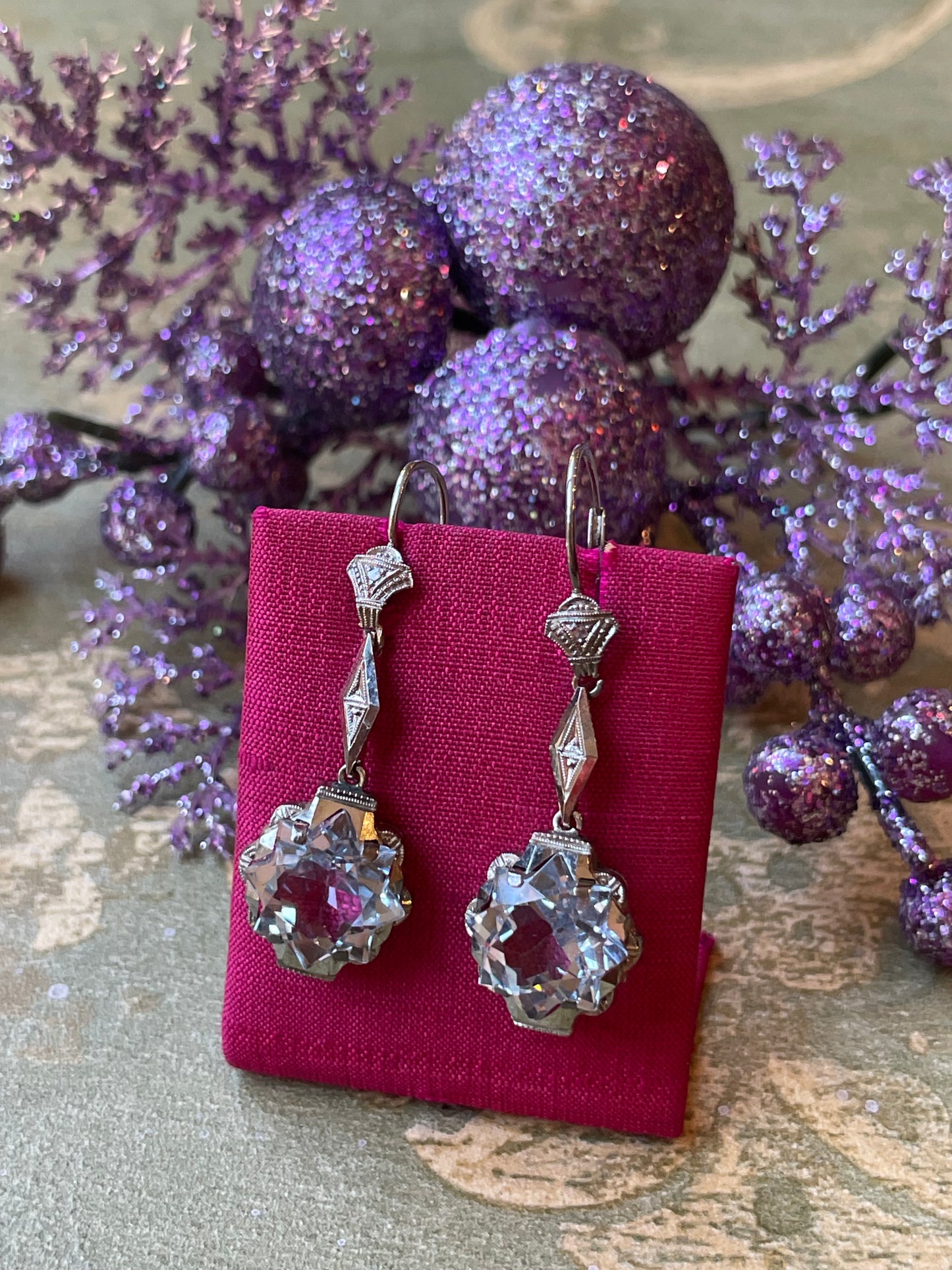 Stupendi orecchini con topazi azzurri, Art Deco