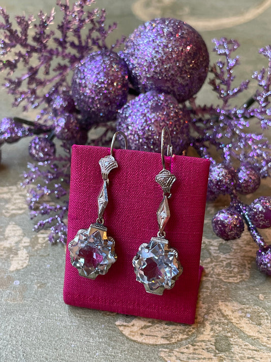 Stupendi orecchini con topazi azzurri, Art Deco