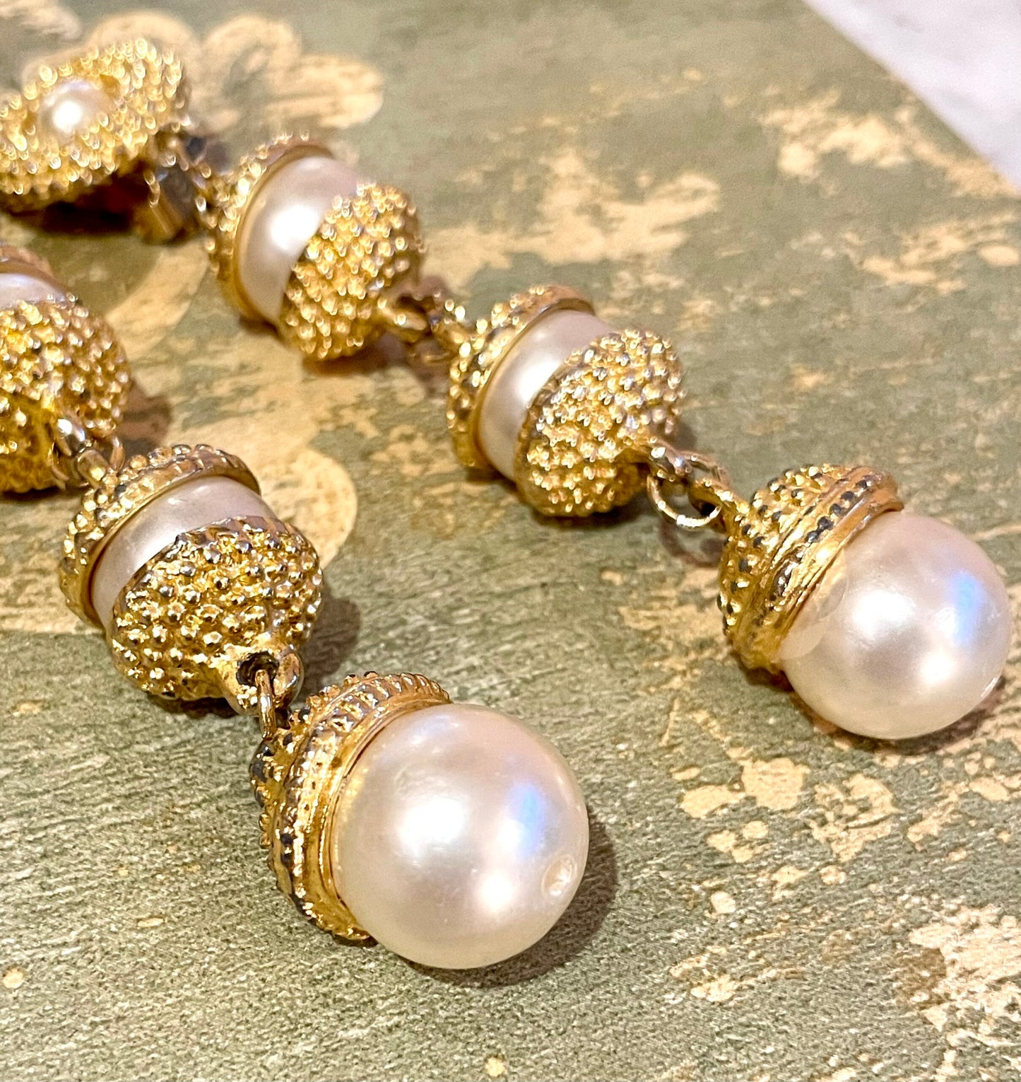 Drop earrings with pearls, 1970s