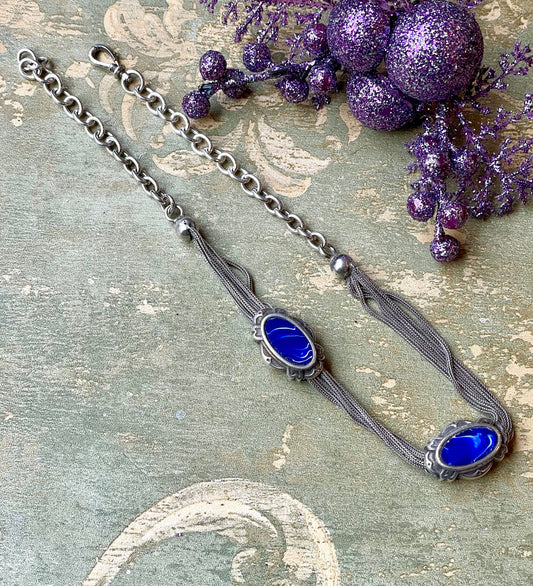 Catena da orologio in argento e smalto, epoca edoardiana