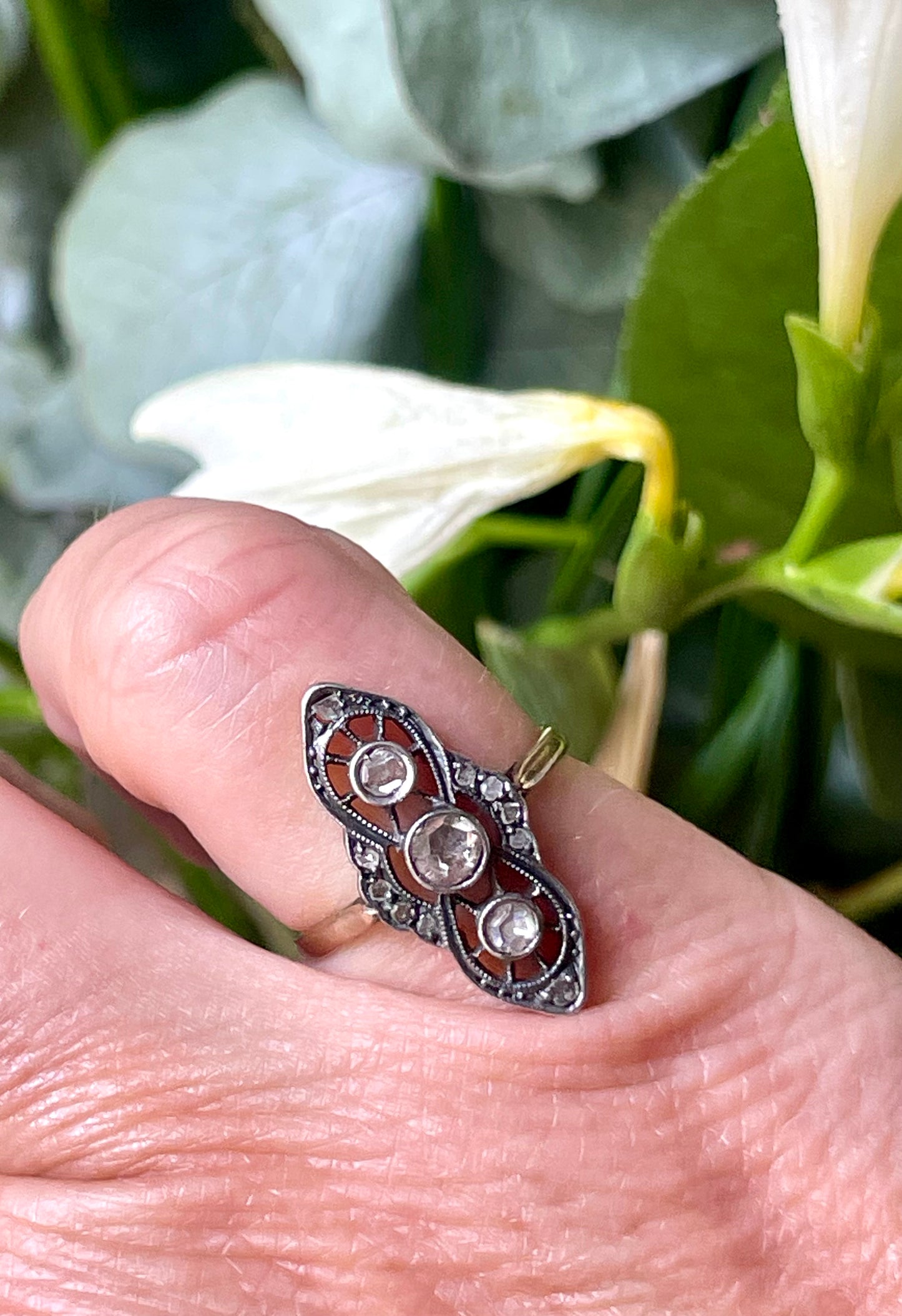 Indimenticabile anello Art Nouveau con diamanti