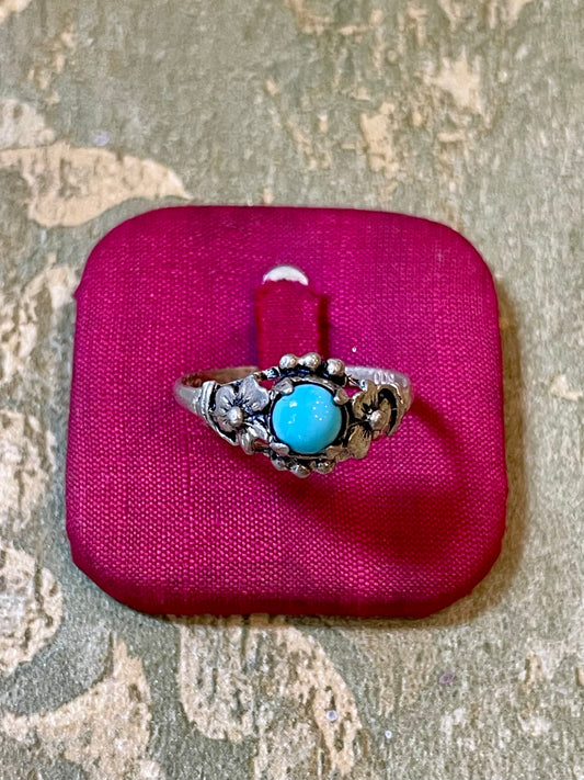 Romantico anello in argento con turchese naturale, 1910/20