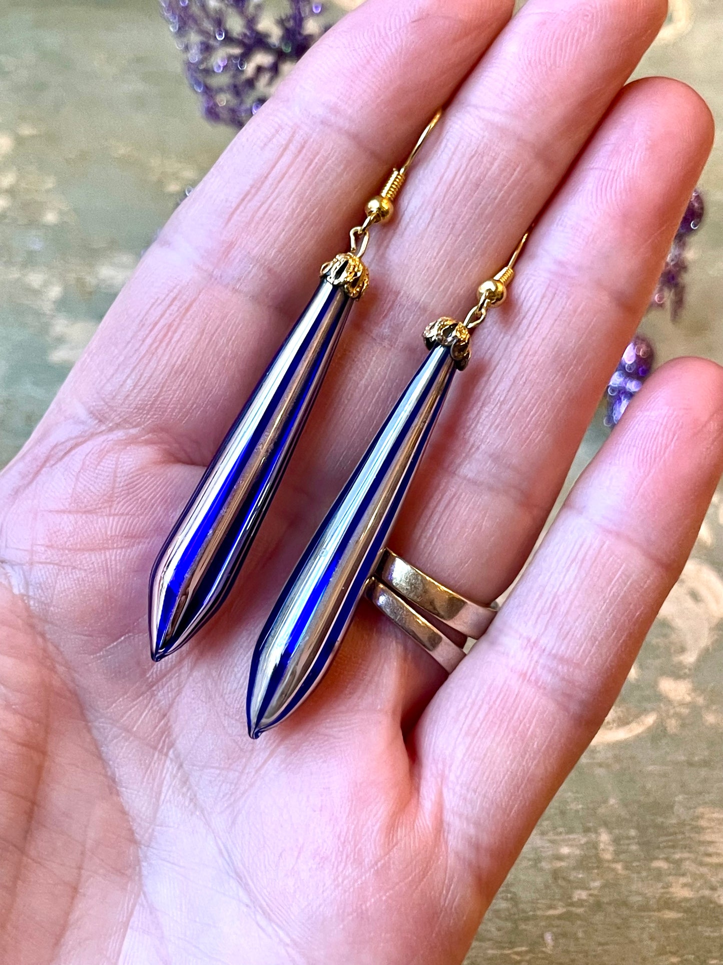 Luminosi orecchini in vetro di Murano, anni ‘40/50