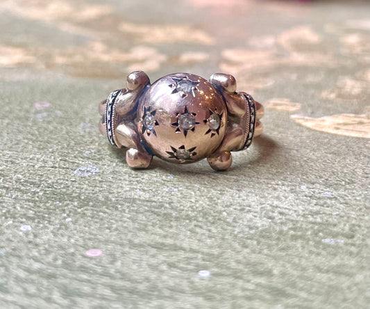 Elegante anello a palloncino in argento vermeil, Francia, 1940/50