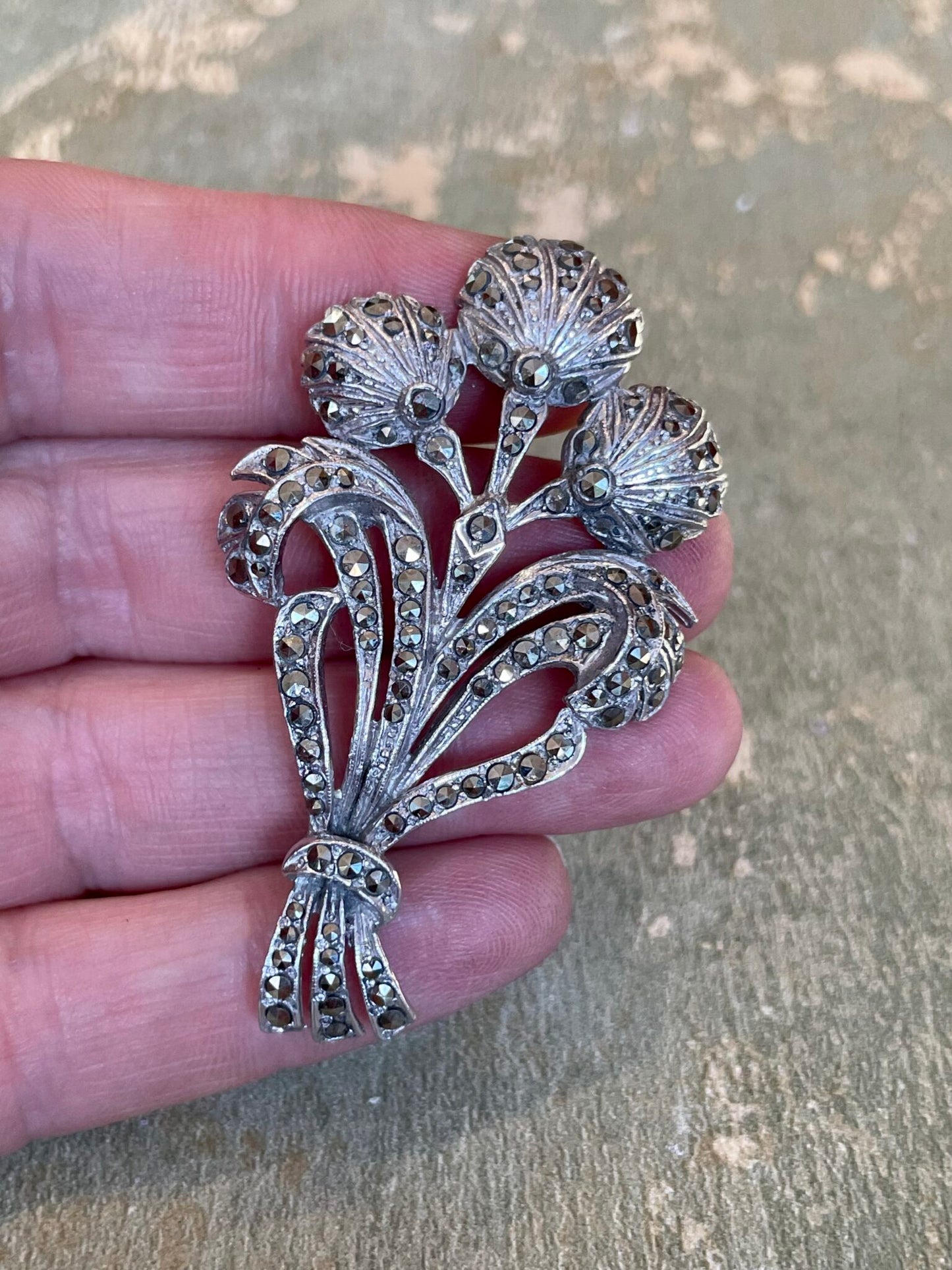 Floral brooch with Marcassite, 1940s/50s