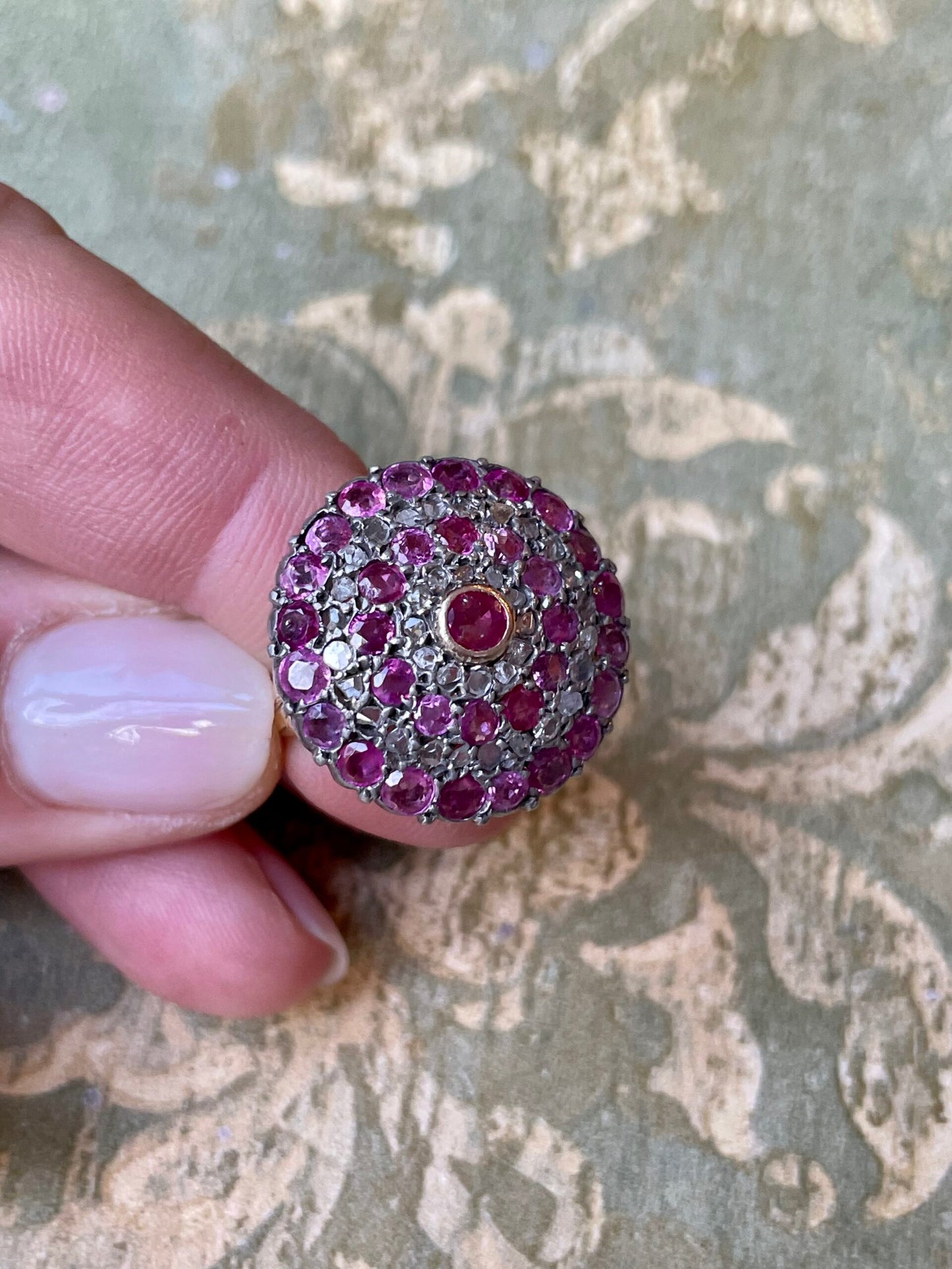 Patch ring with rubies and diamonds, Victorian era