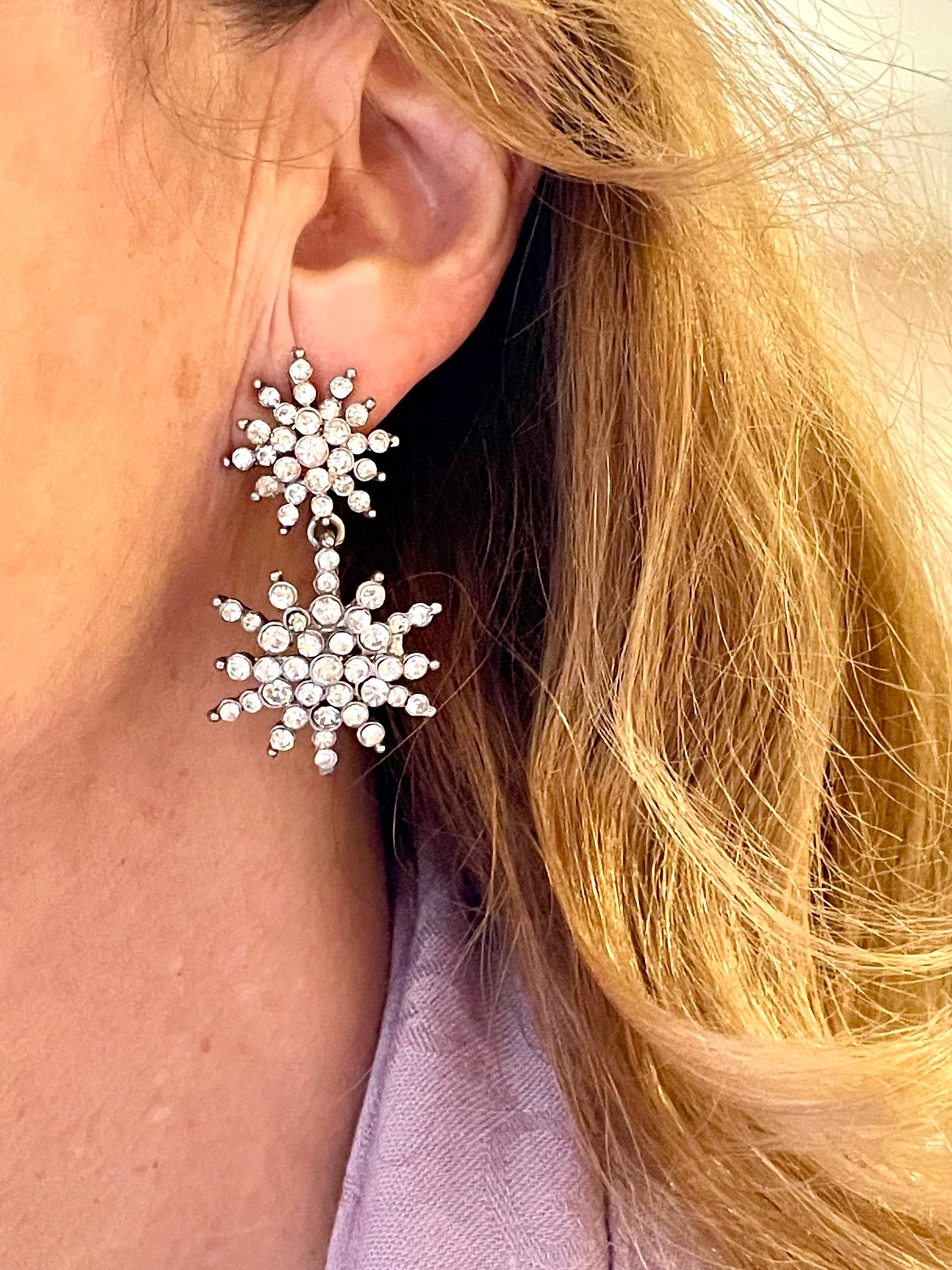 Orecchini pendenti Stella di neve, anni ‘80